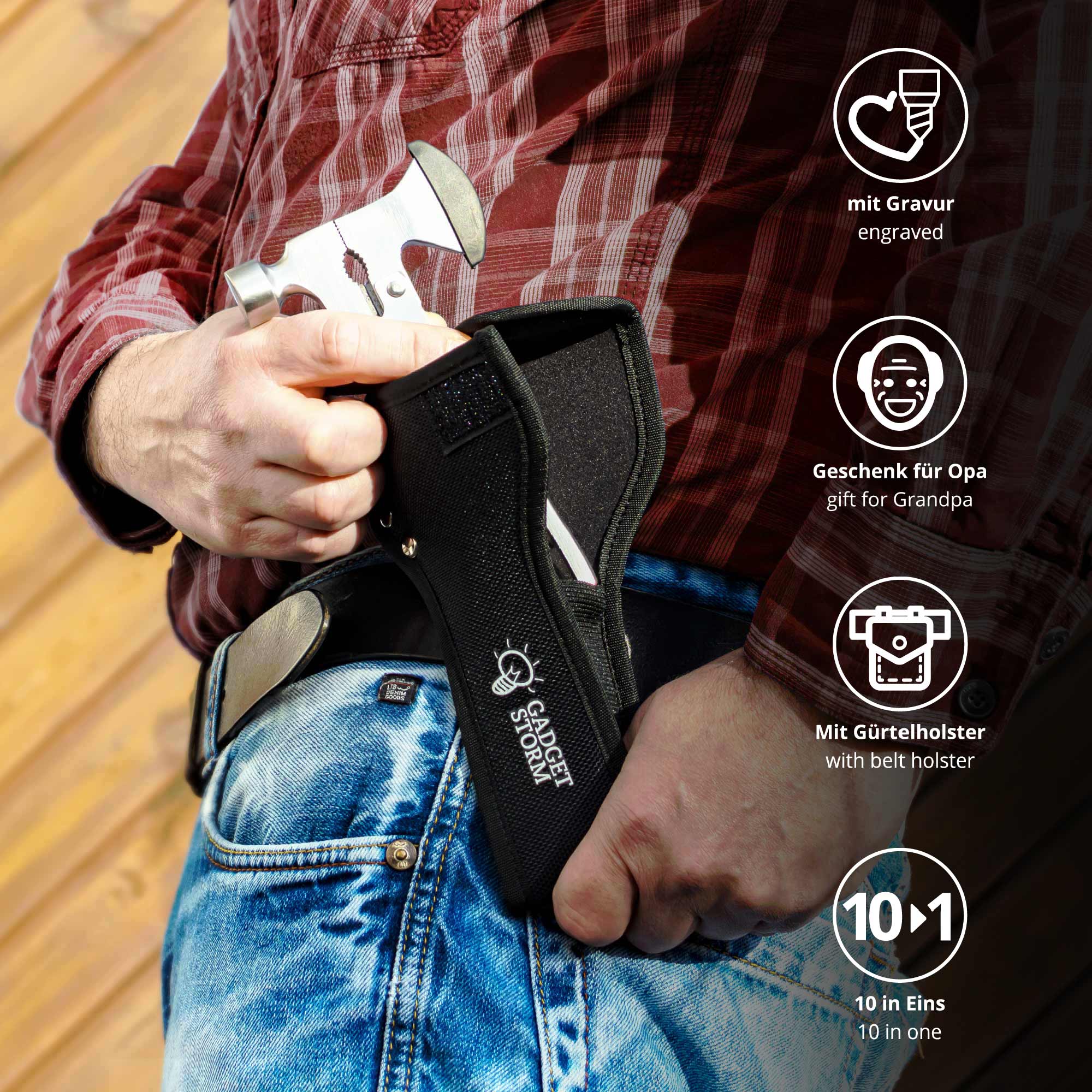 Axt Multitool mit Gravur für Opa - 11 in1 Werkzeug