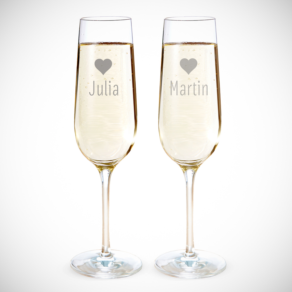 2er Set - Sektglas - Herzchen - Personalisiert