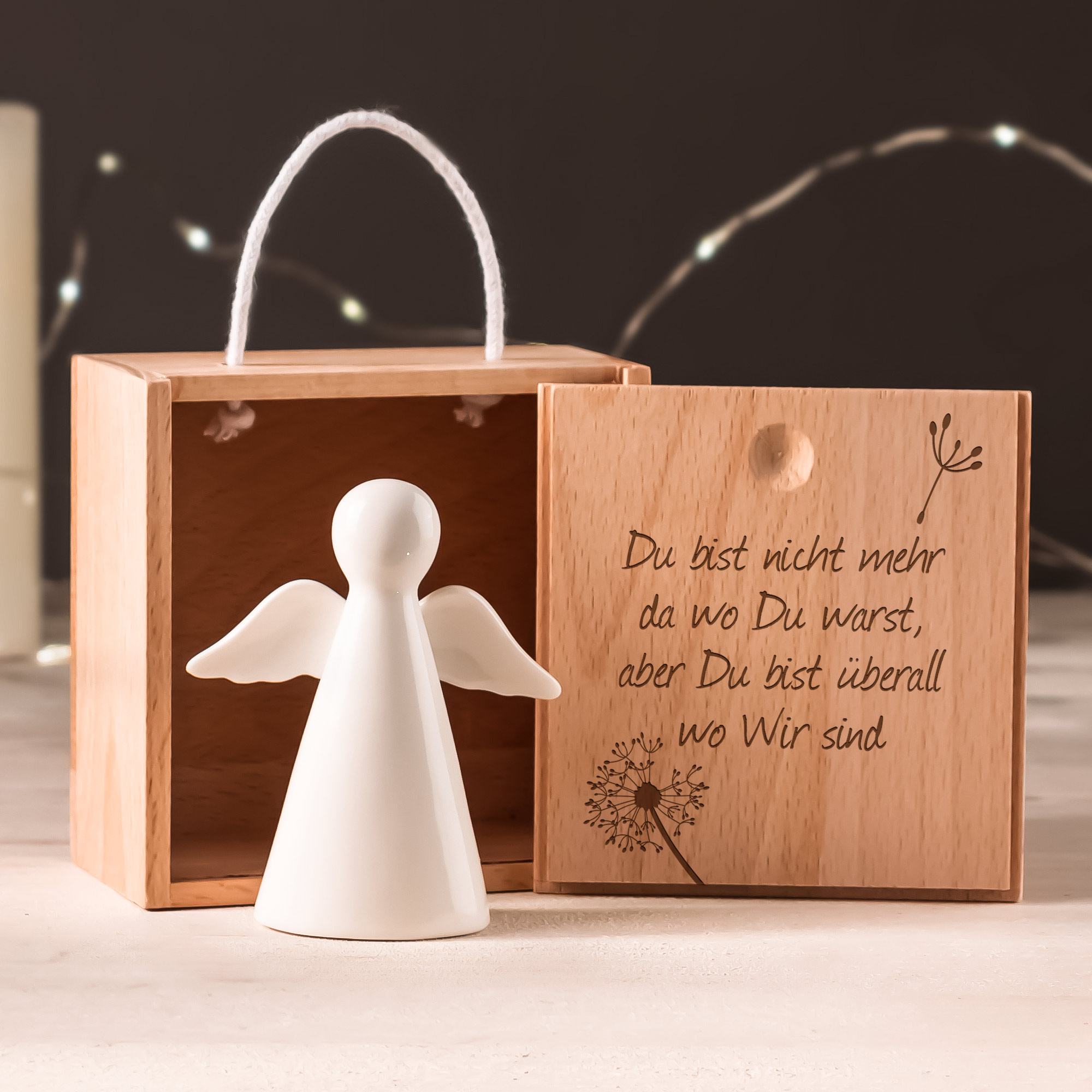 Engel in Holzbox - Trauer - Standard