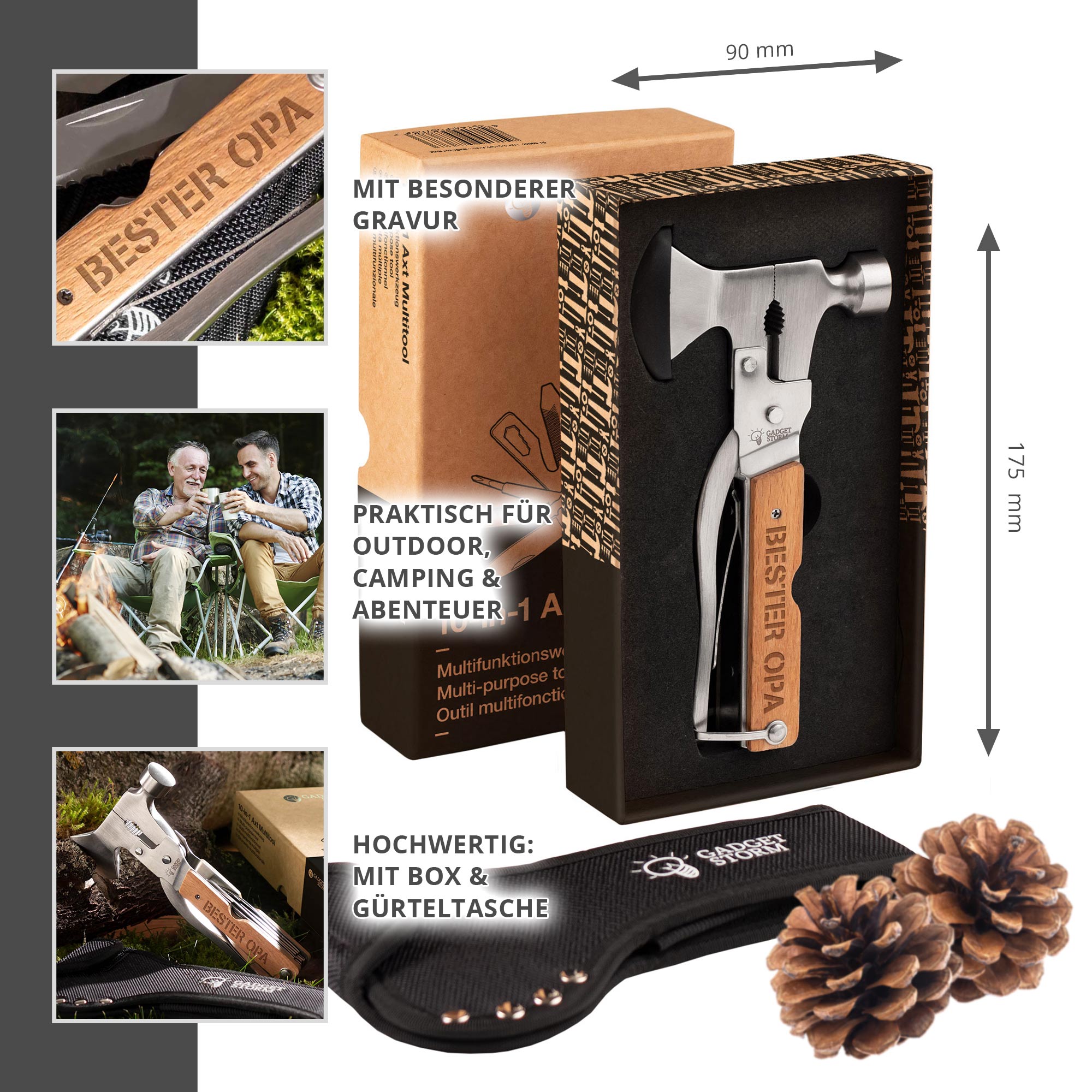 Axt Multitool mit Gravur für Opa - 11 in1 Werkzeug