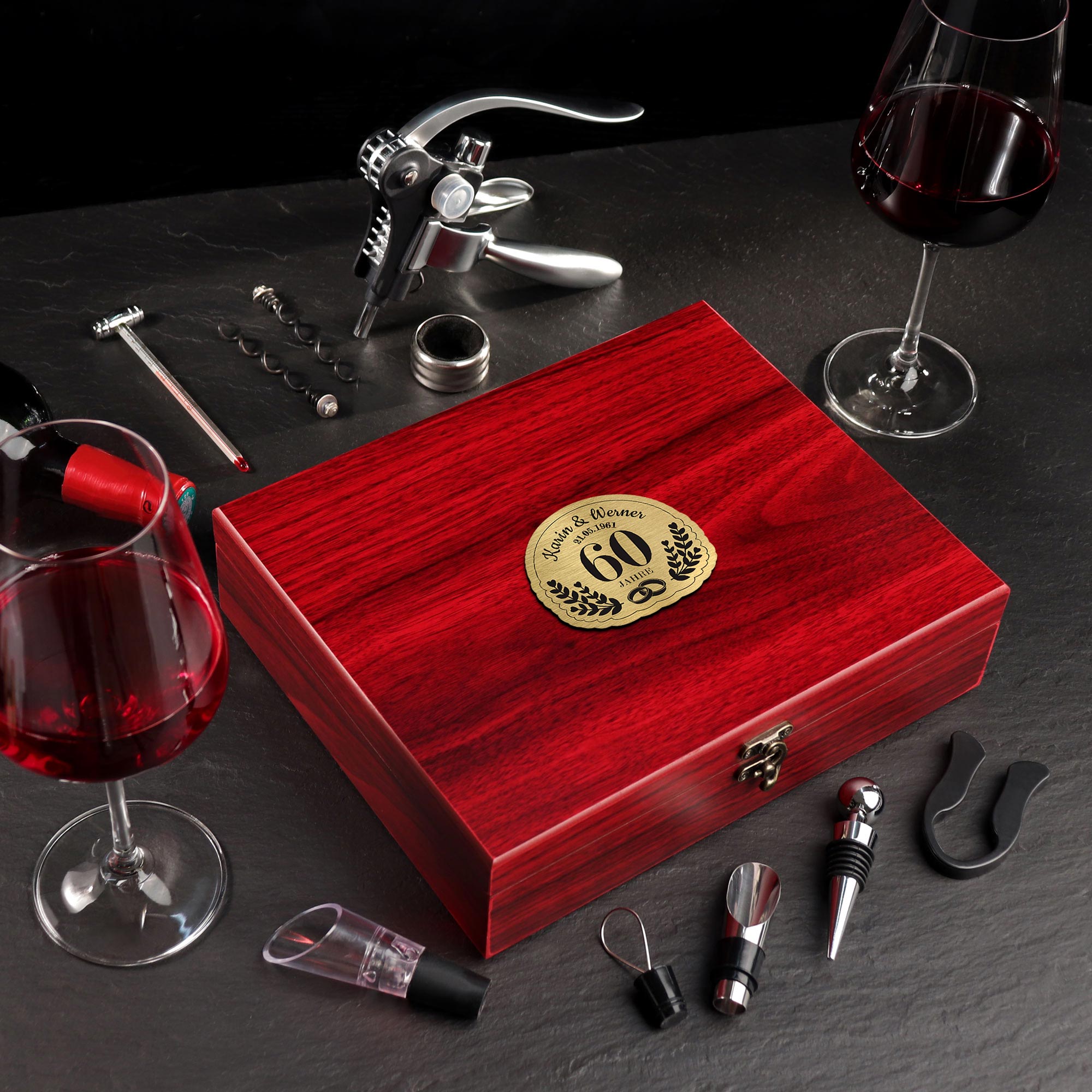 Wein Sommelier Set mit Gravur zur Diamantenen Hochzeit