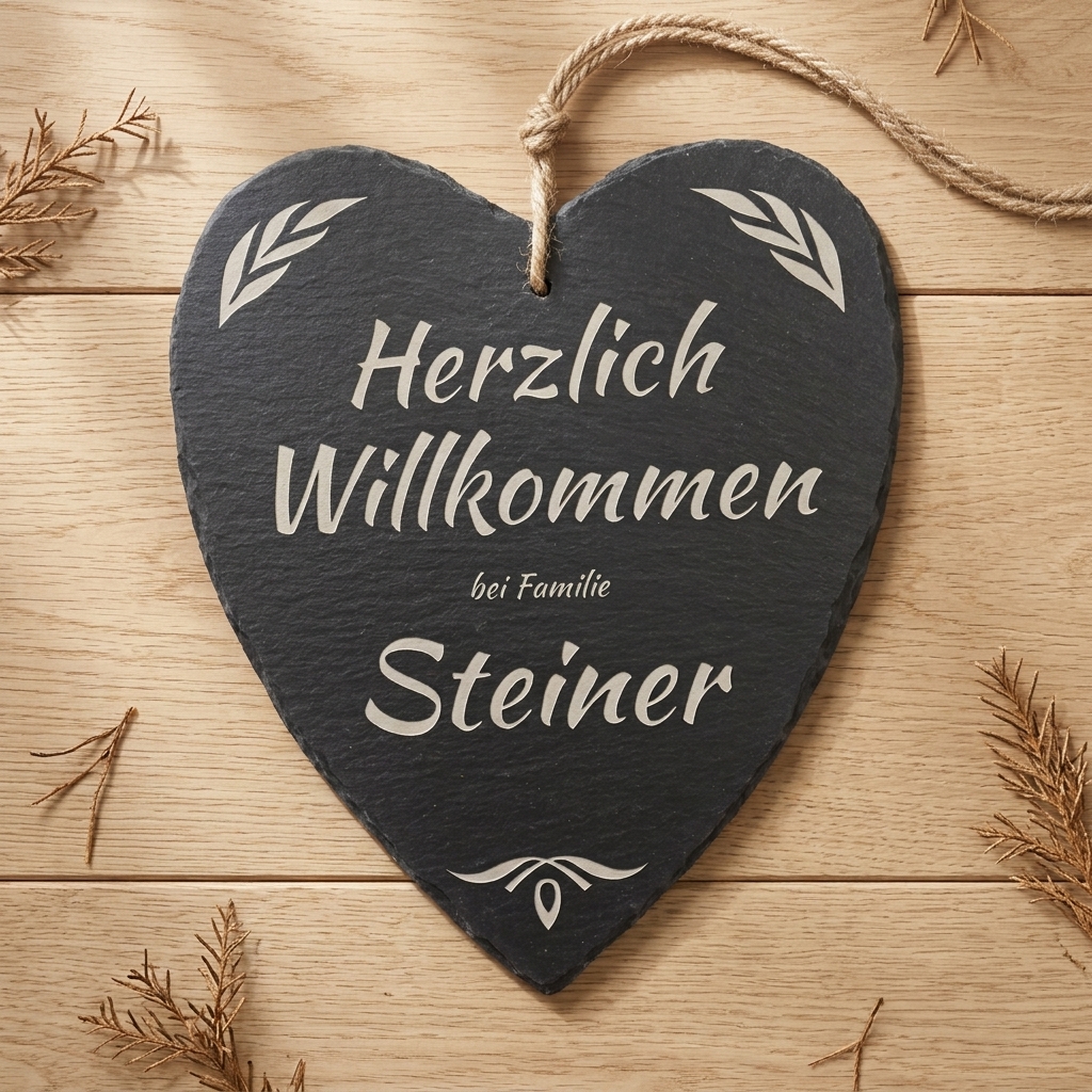 Schieferherz Familie mit Gravur – personalisiert
