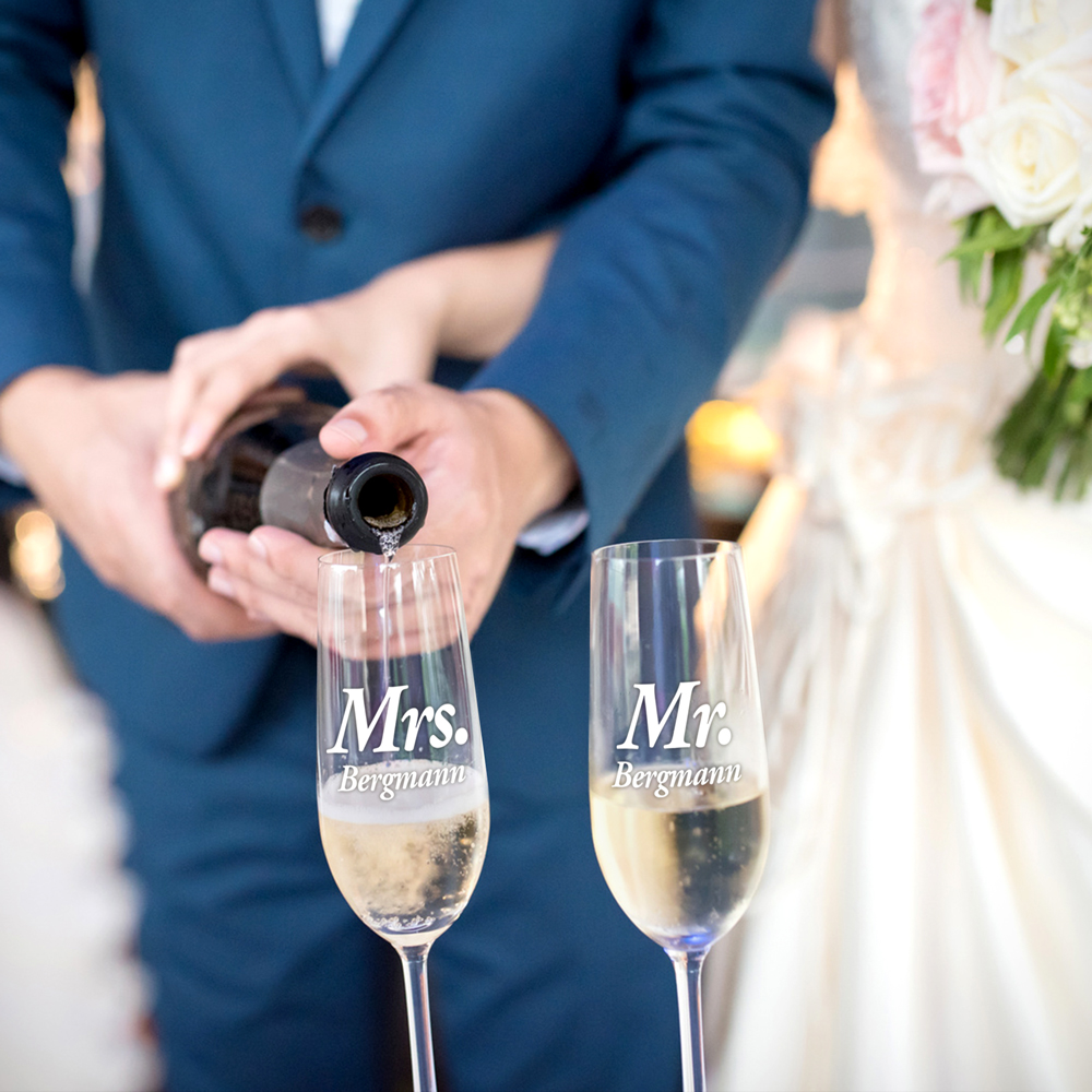 2er Set - Sektglas - Mr & Mrs - Personalisiert