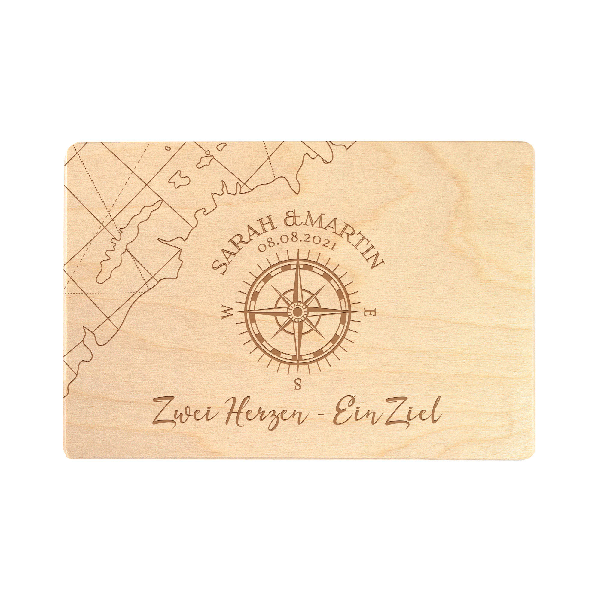 Erinnerungsbox mit Gravur - Kompass Liebe - Personalisiert