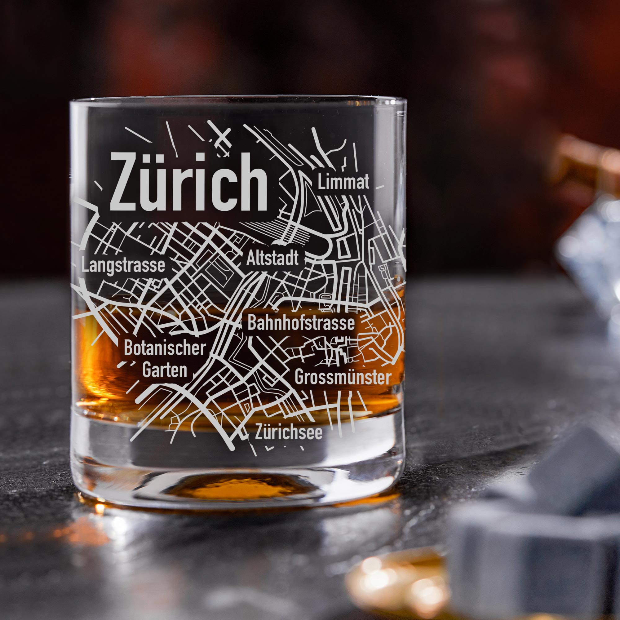 Whiskyglas - Stadtplan - Zürich - Standard