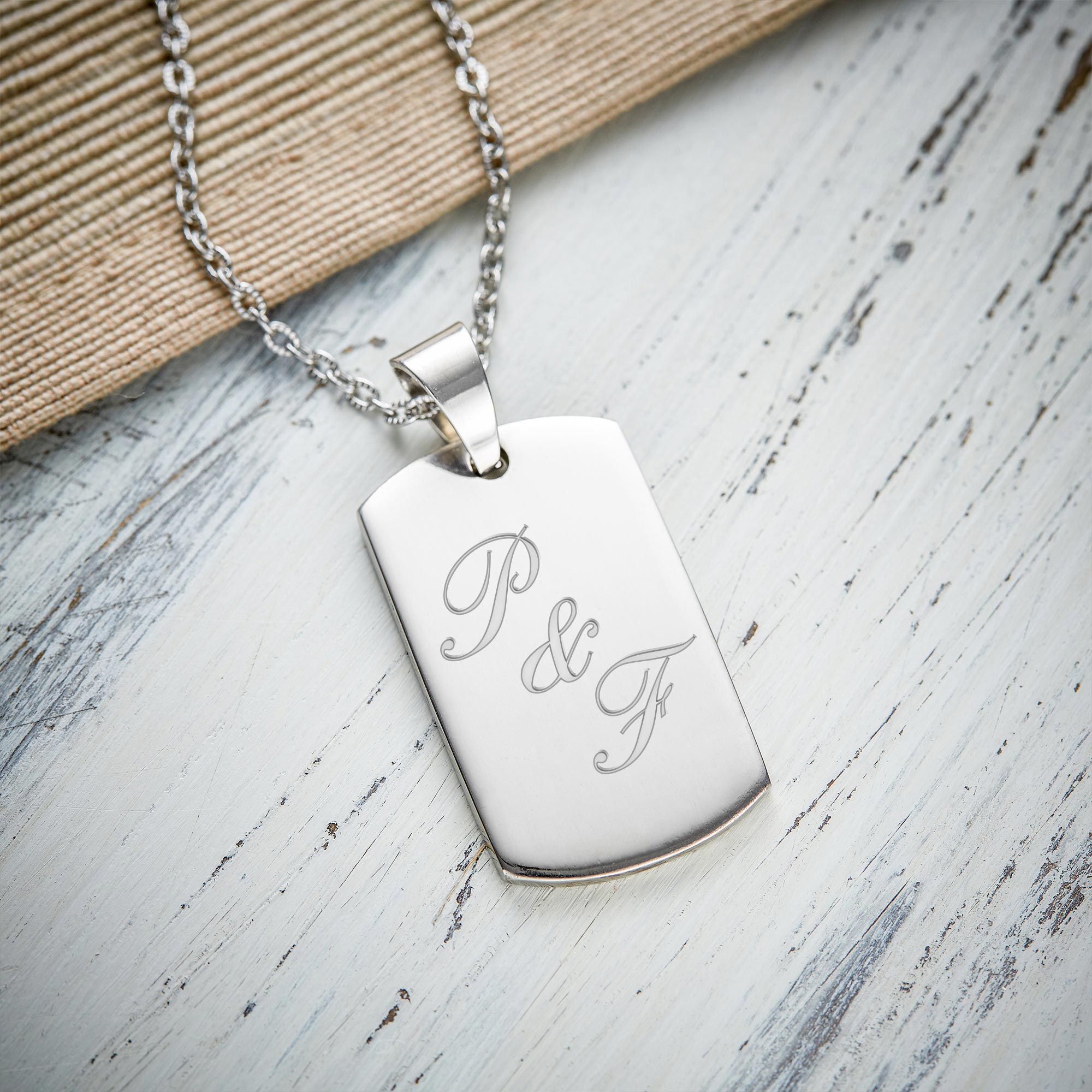 Dog Tag Kette mit Gravur - Initialen für Paare - Personalisiert