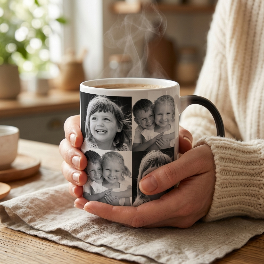Zauber Fototasse mit Fotocollage – personalisiert