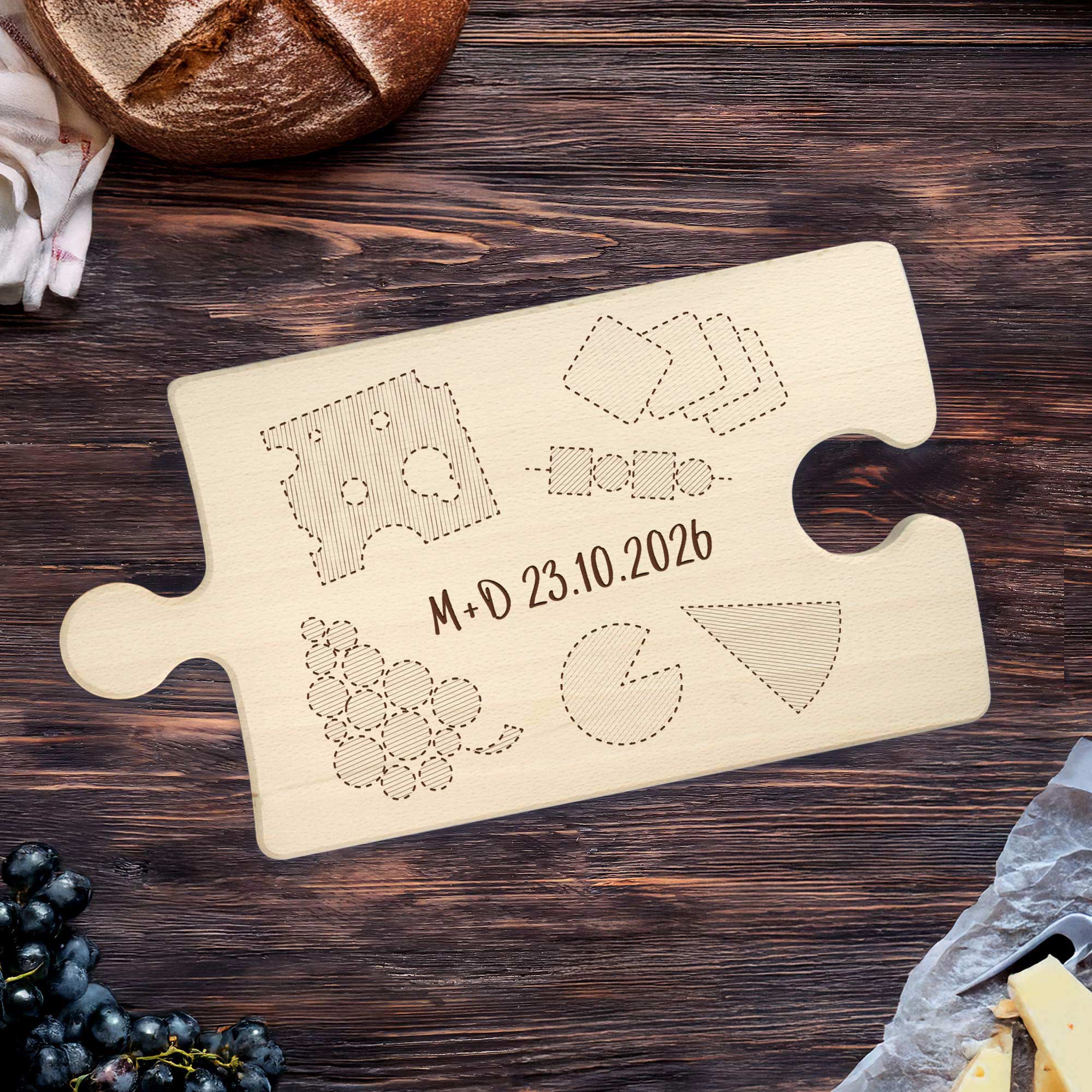Puzzle Brett aus Holz mit Gravur – Käse