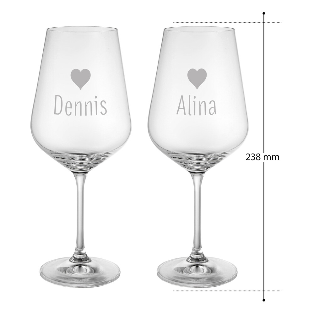 2er Set - Weinglas - Herzchen - Personalisiert