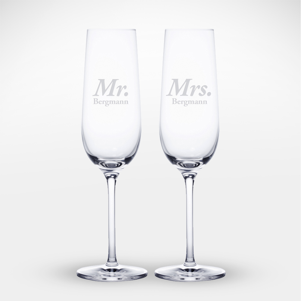2er Set - Sektglas - Mr & Mrs - Personalisiert