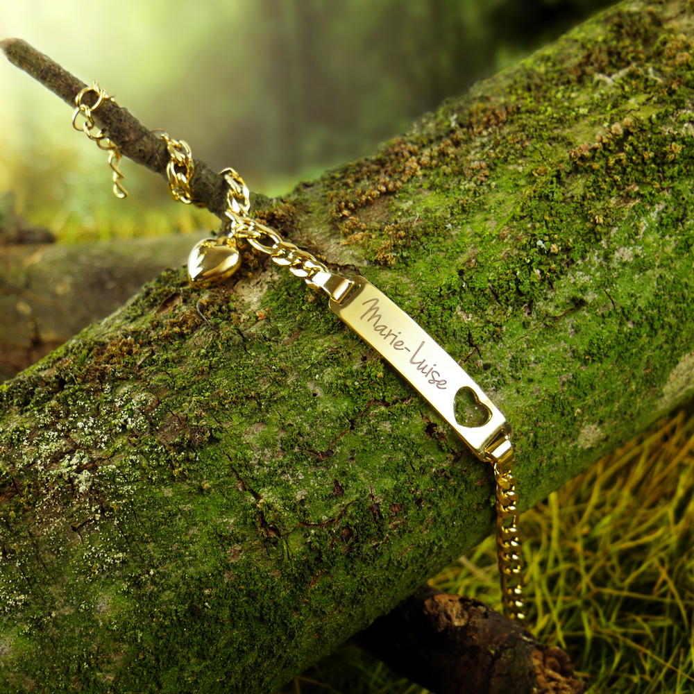 Armband mit Gravur - Name Herz - Gold - Personalisiert