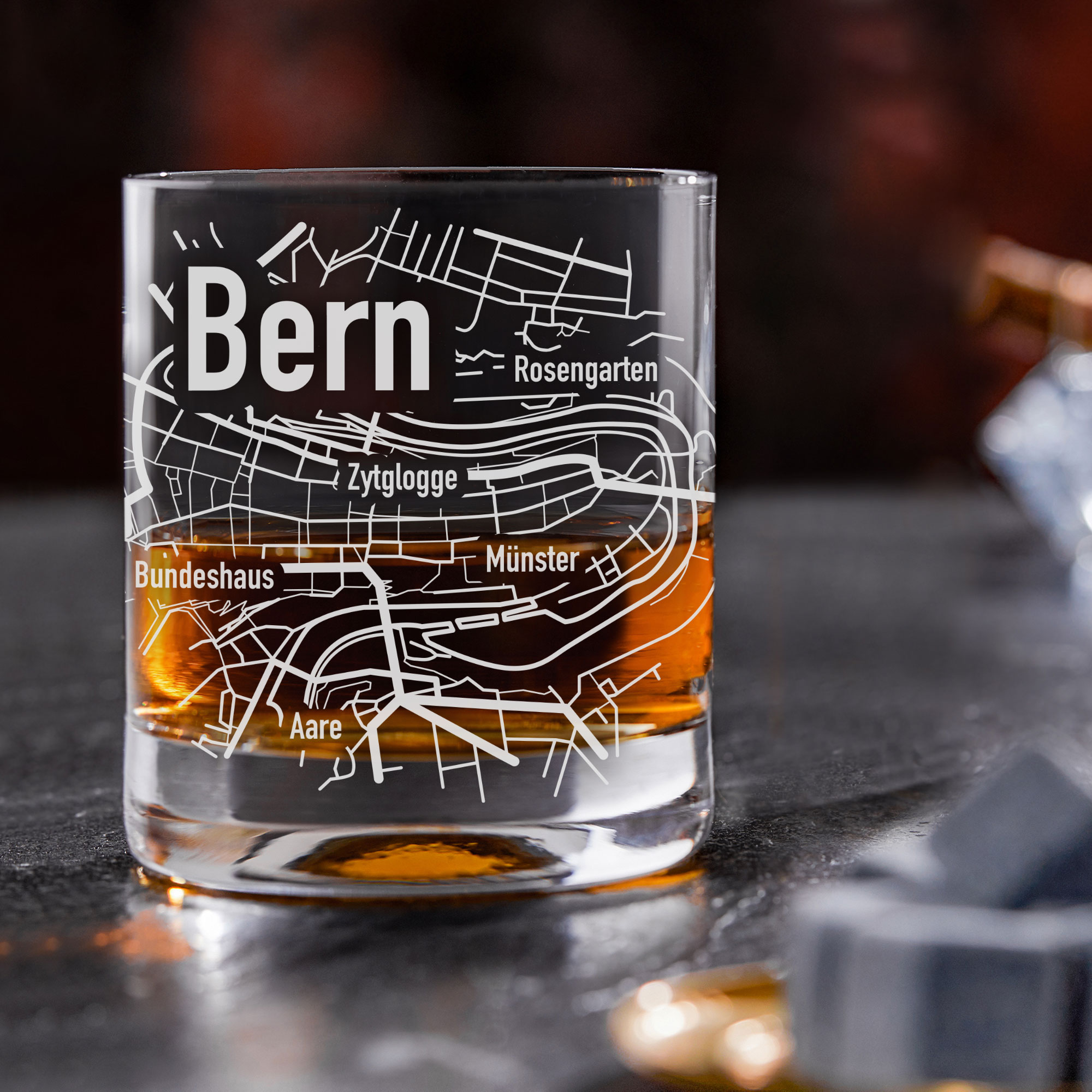 Whiskyglas - Stadtplan - Bern - Standard