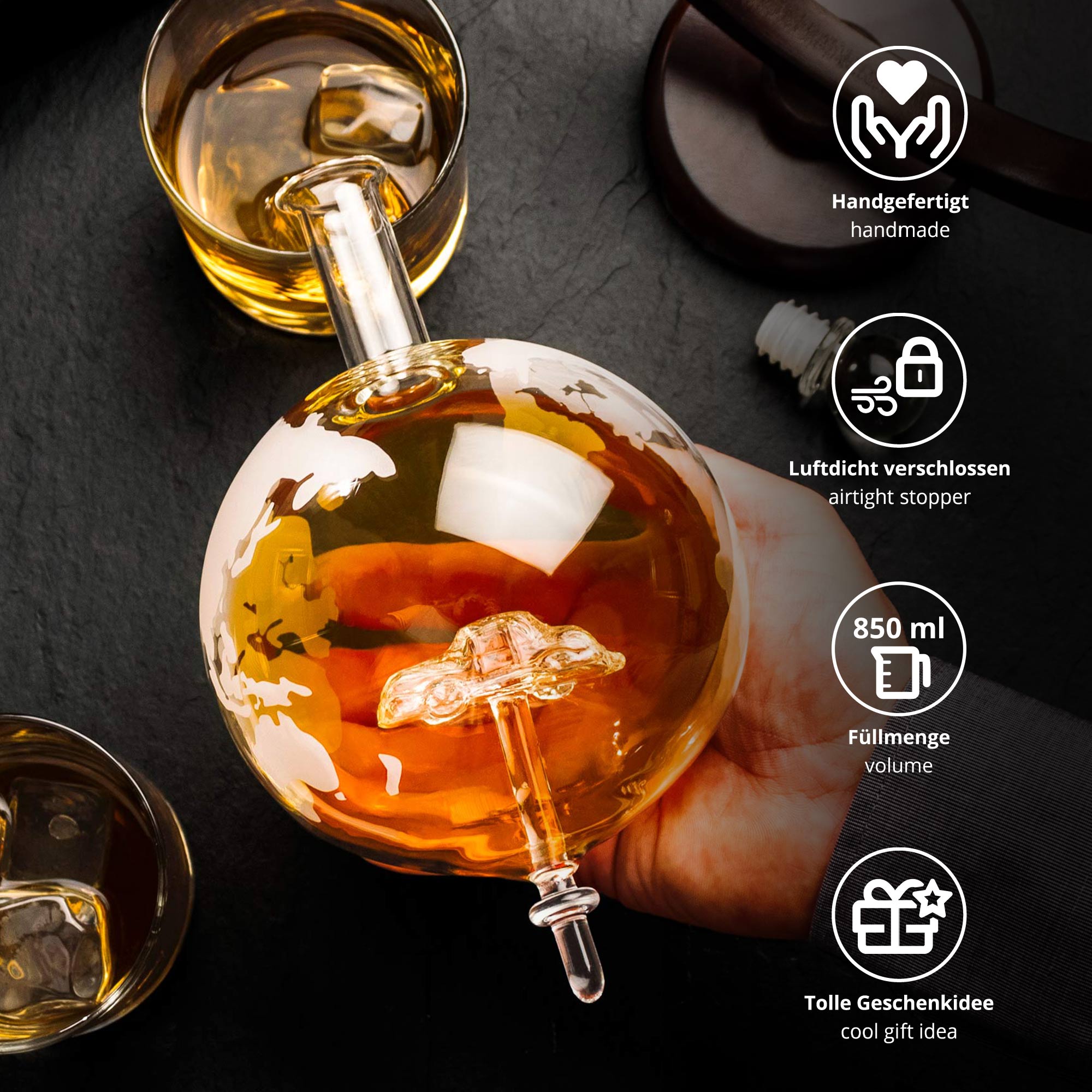 Whisky Karaffe Globus - Auto - Design Whiskyflasche