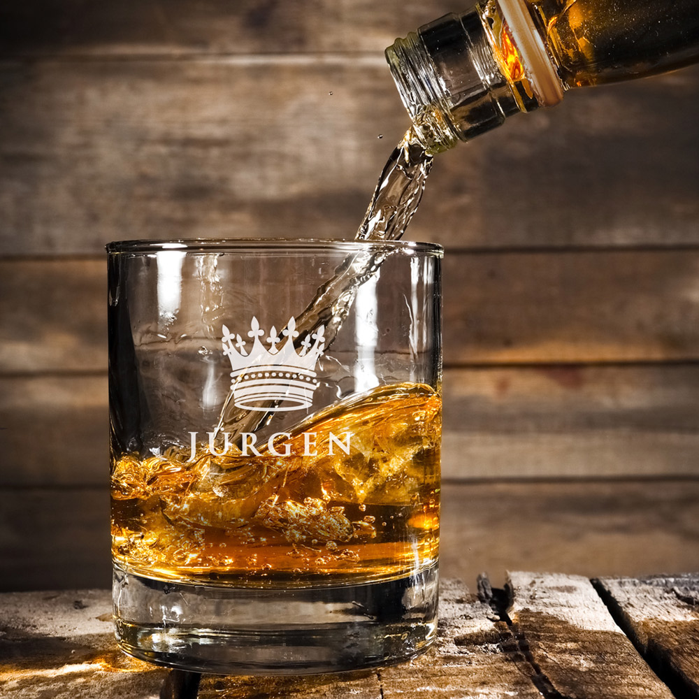 Whiskyglas mit Gravur Große Krone - Personalisiert