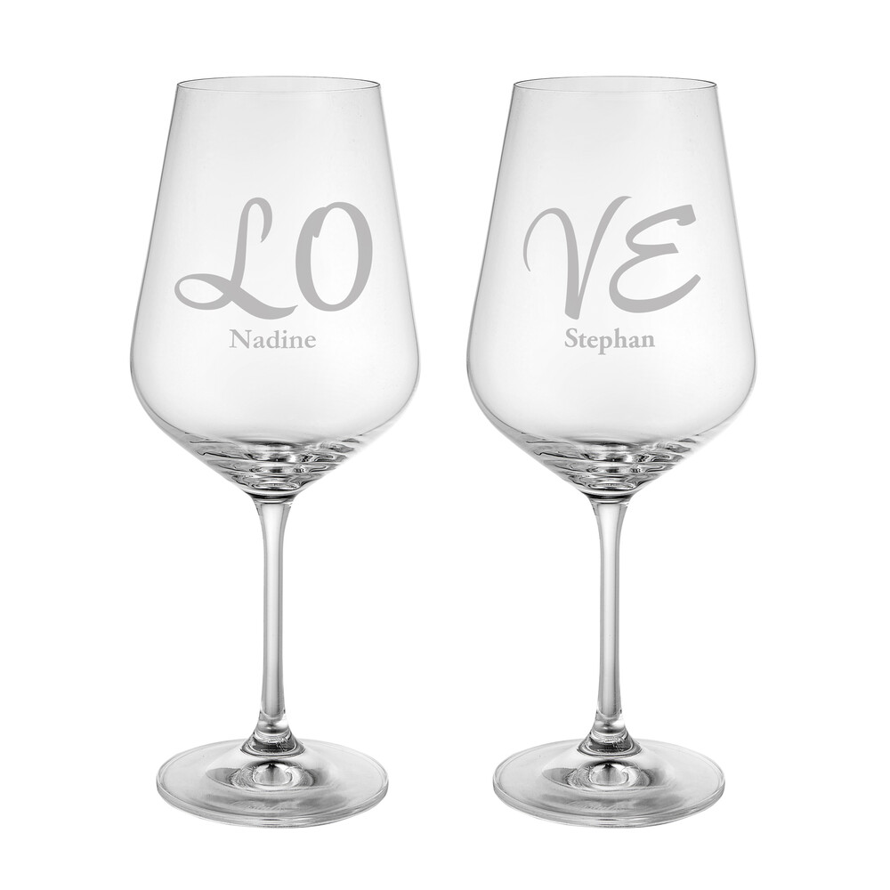 2er Set - Weinglas - LOVE - Personalisiert