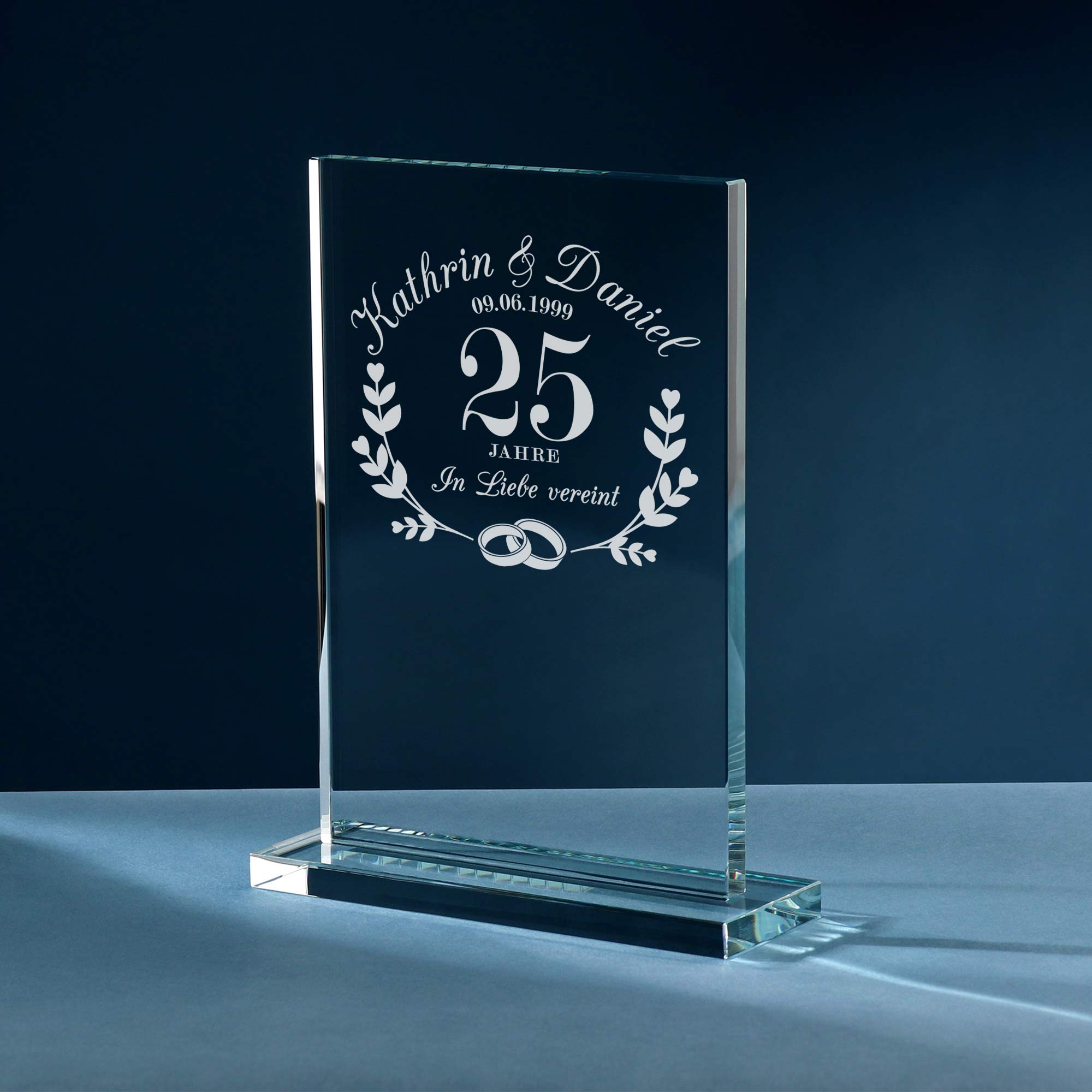 Glaspokal - Silberne Hochzeit - Personalisiert