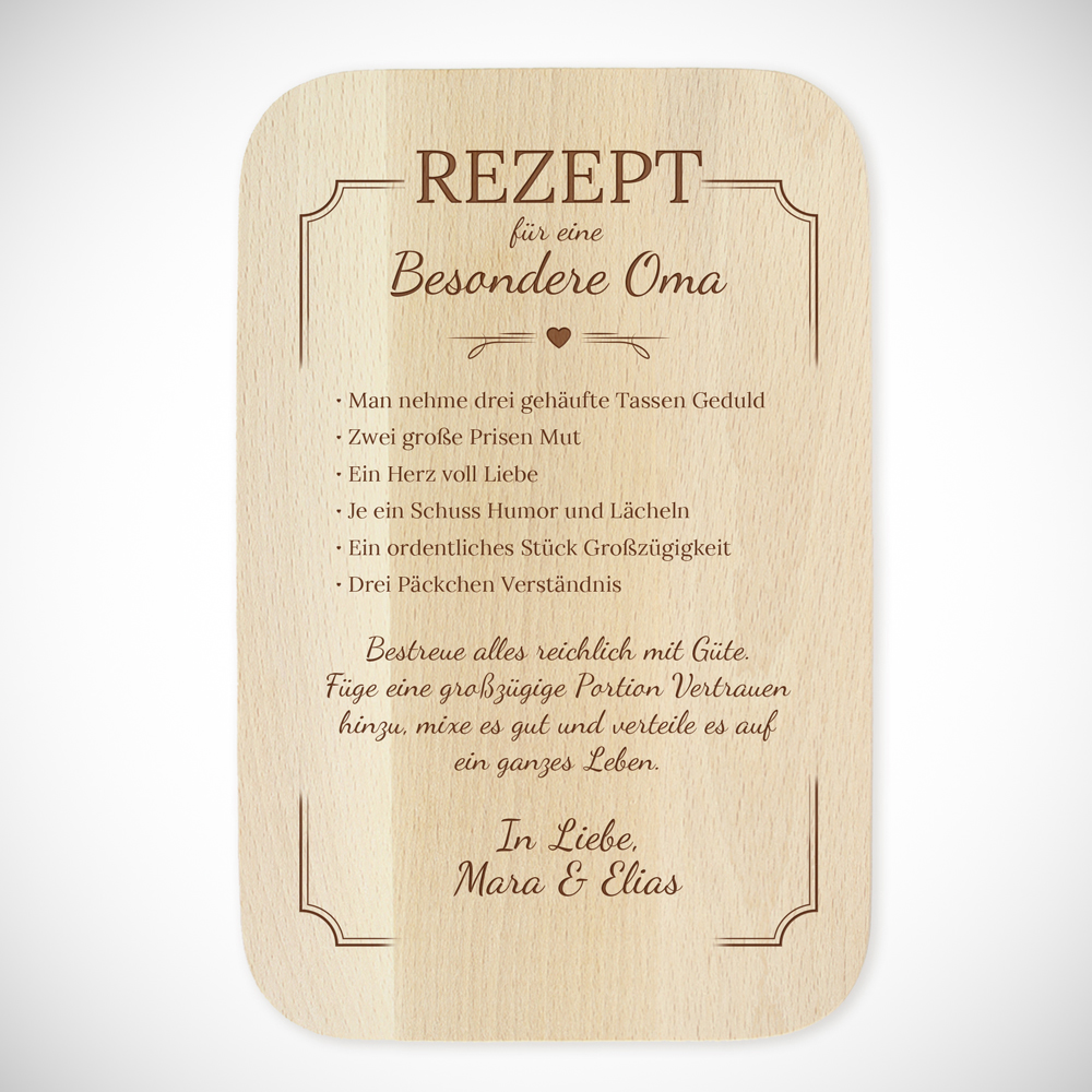 Frühstücksbrett - Rezept Oma - Personalisiert