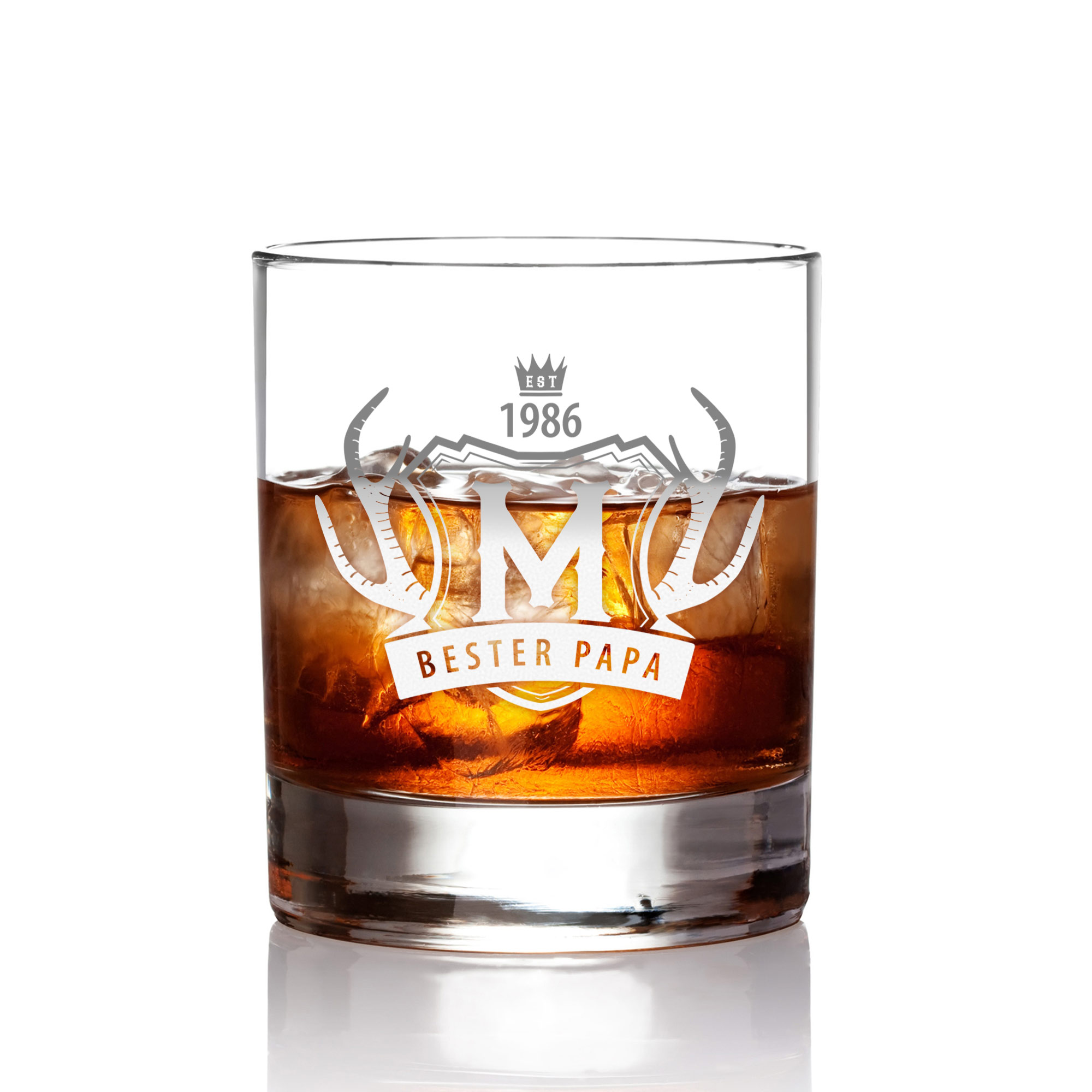 Personalisiertes Whiskyglas mit Gravur Bester Papa - Geweih
