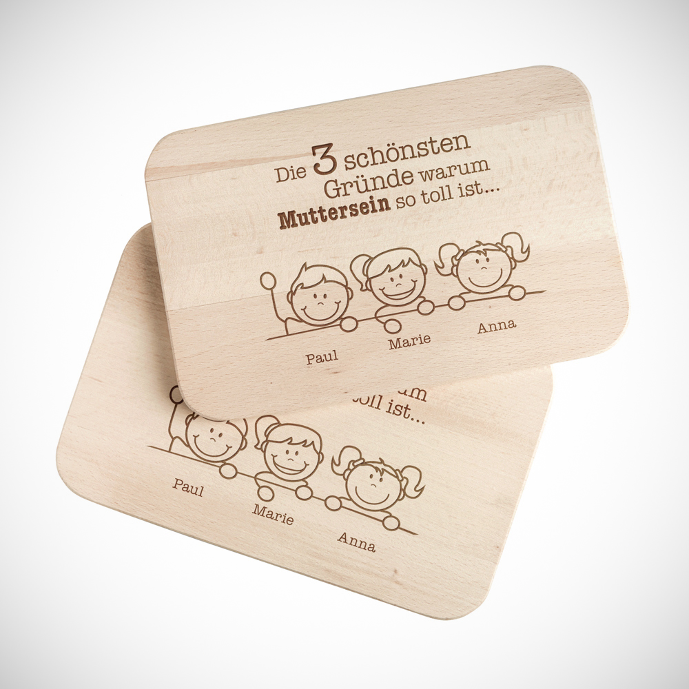2er Set - Frühstücksbrett - Gute Gründe - Mama & Papa - Personalisiert