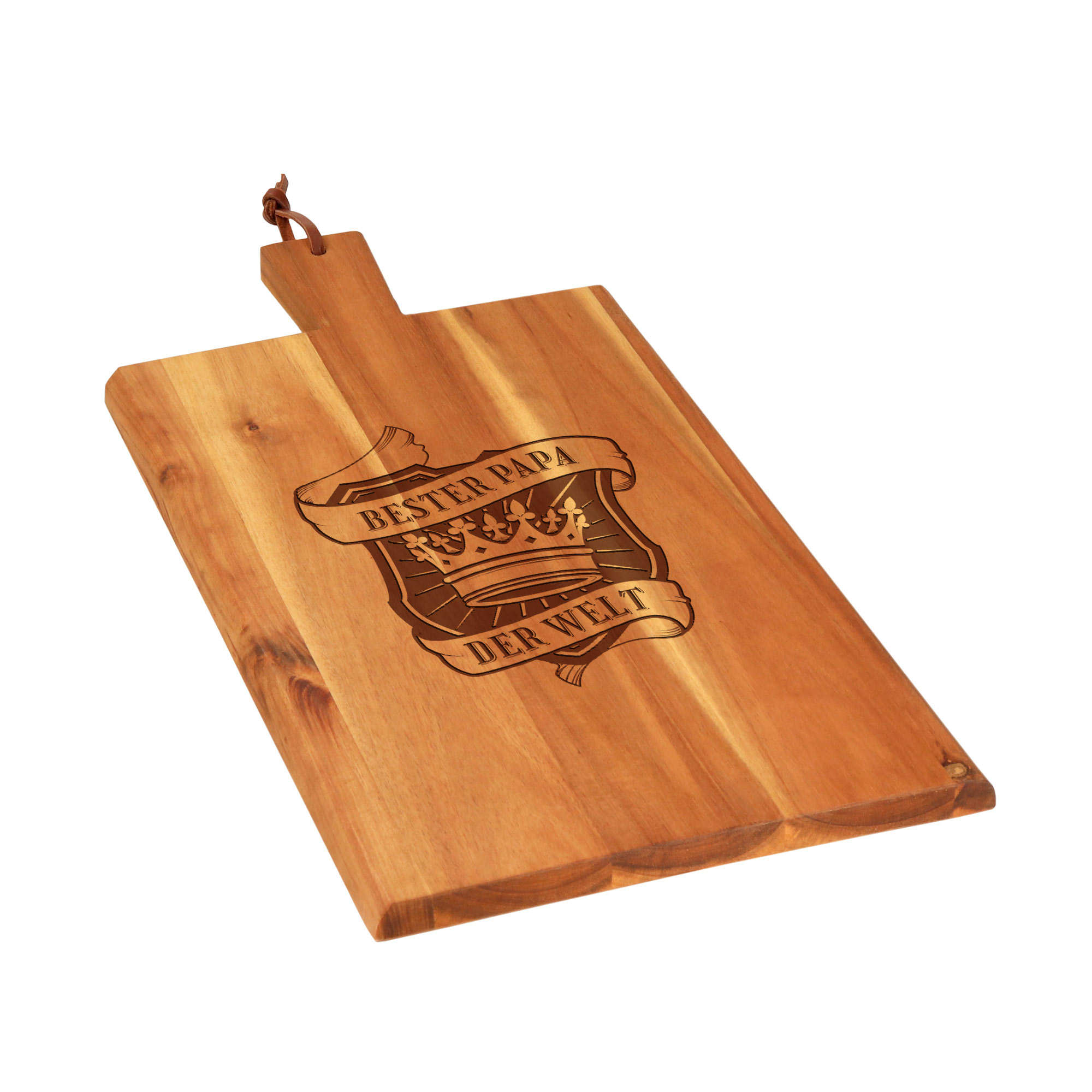 Holz Schneidebrett mit Griff, Holzbrett mit Gravur Bester Papa als Servierbrett, Küchenbrett als Vatertagsgeschenk, graviertes Grillbrett für Vater