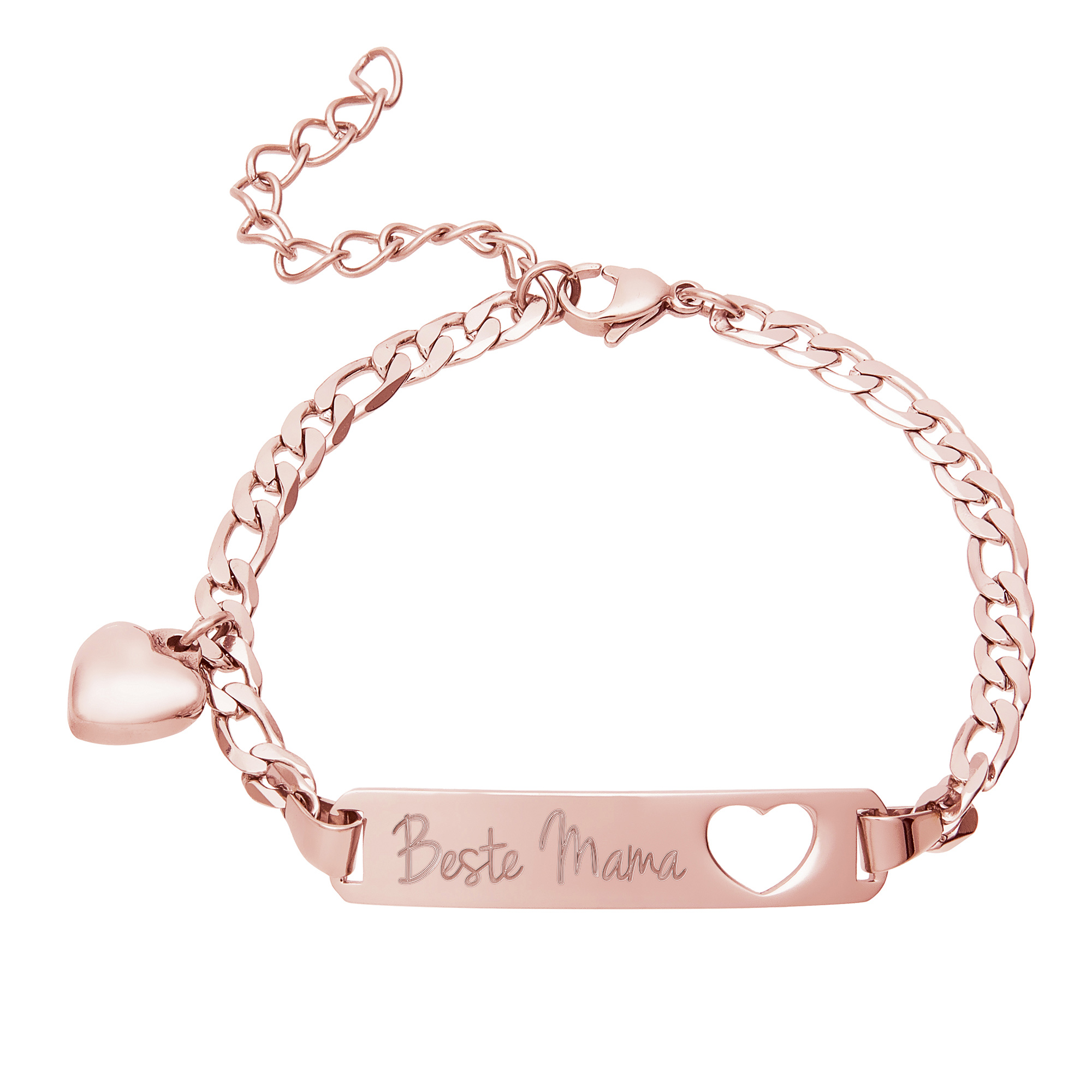 Roségold Armband mit Gravur für Beste Mama - Herzstanze