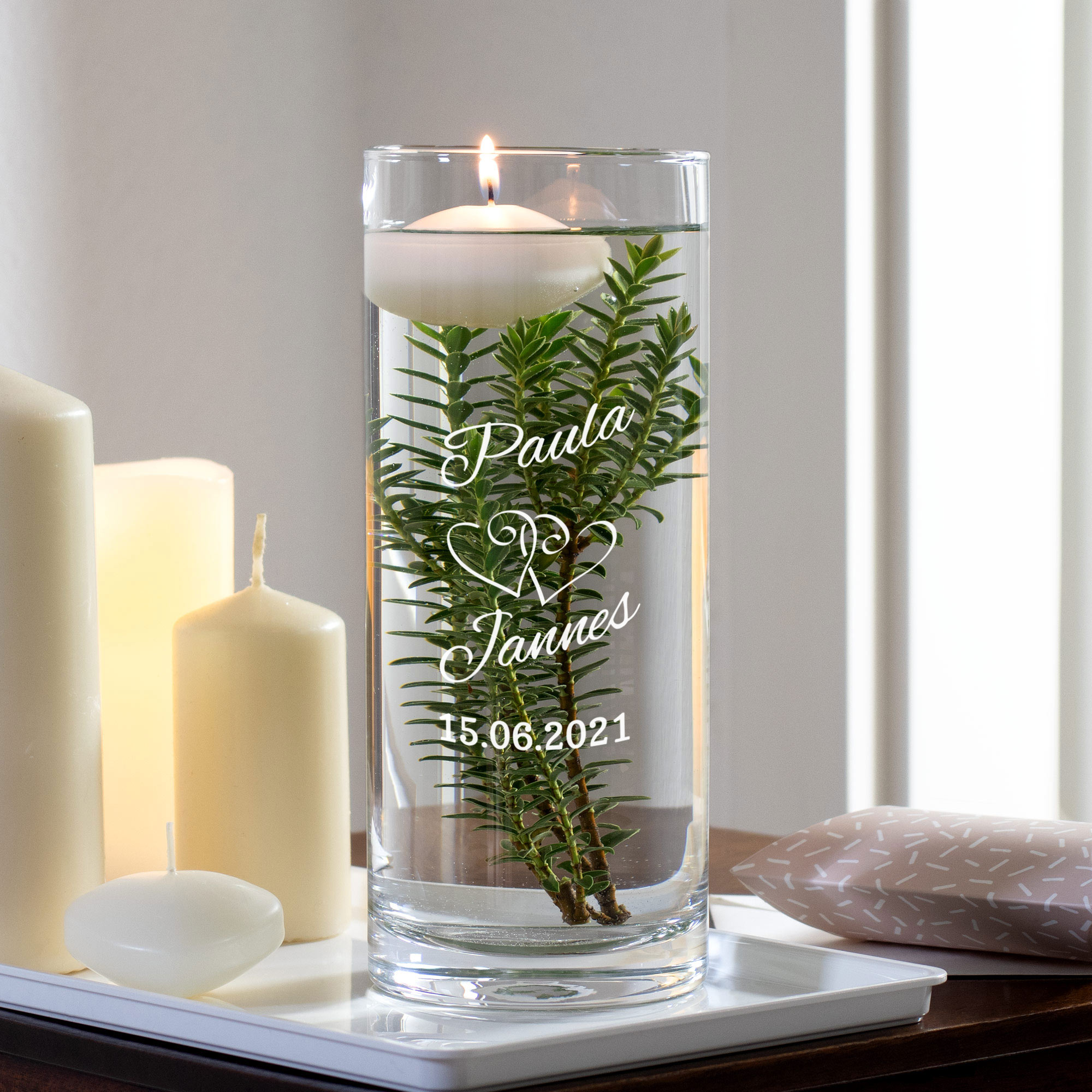 Vase - Rund - Herzen - Personalisiert