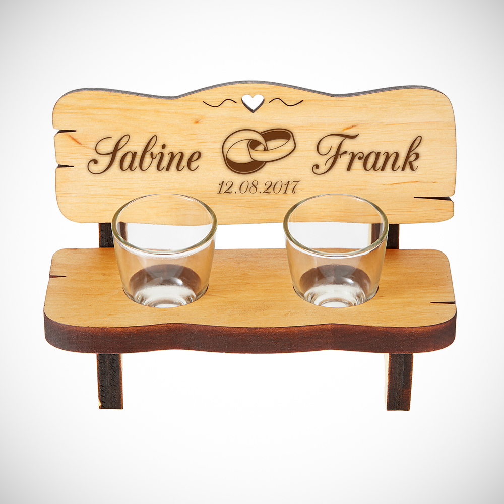 Schnapsbank mit Gravur zur Hochzeit - Personalisiert
