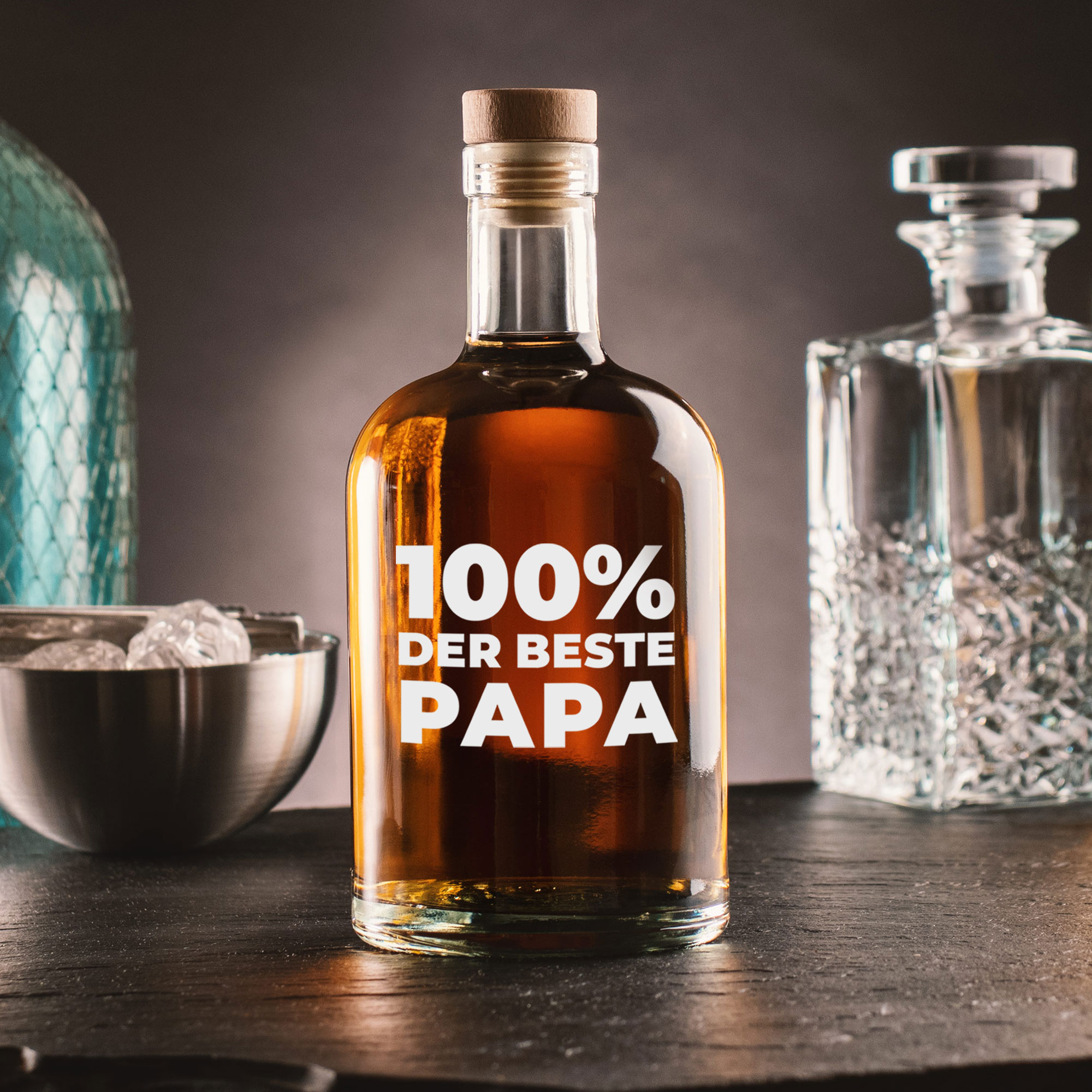 Glasflasche mit Gravur - 100% Papa