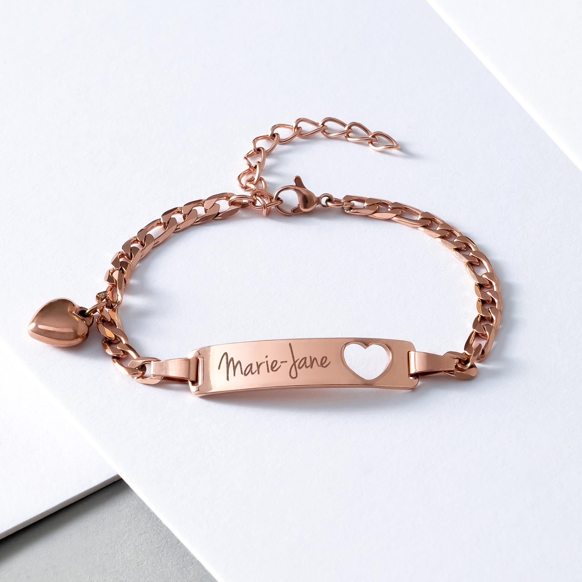 Armband mit Gravur - Name Herz - Roségold - Personalisiert