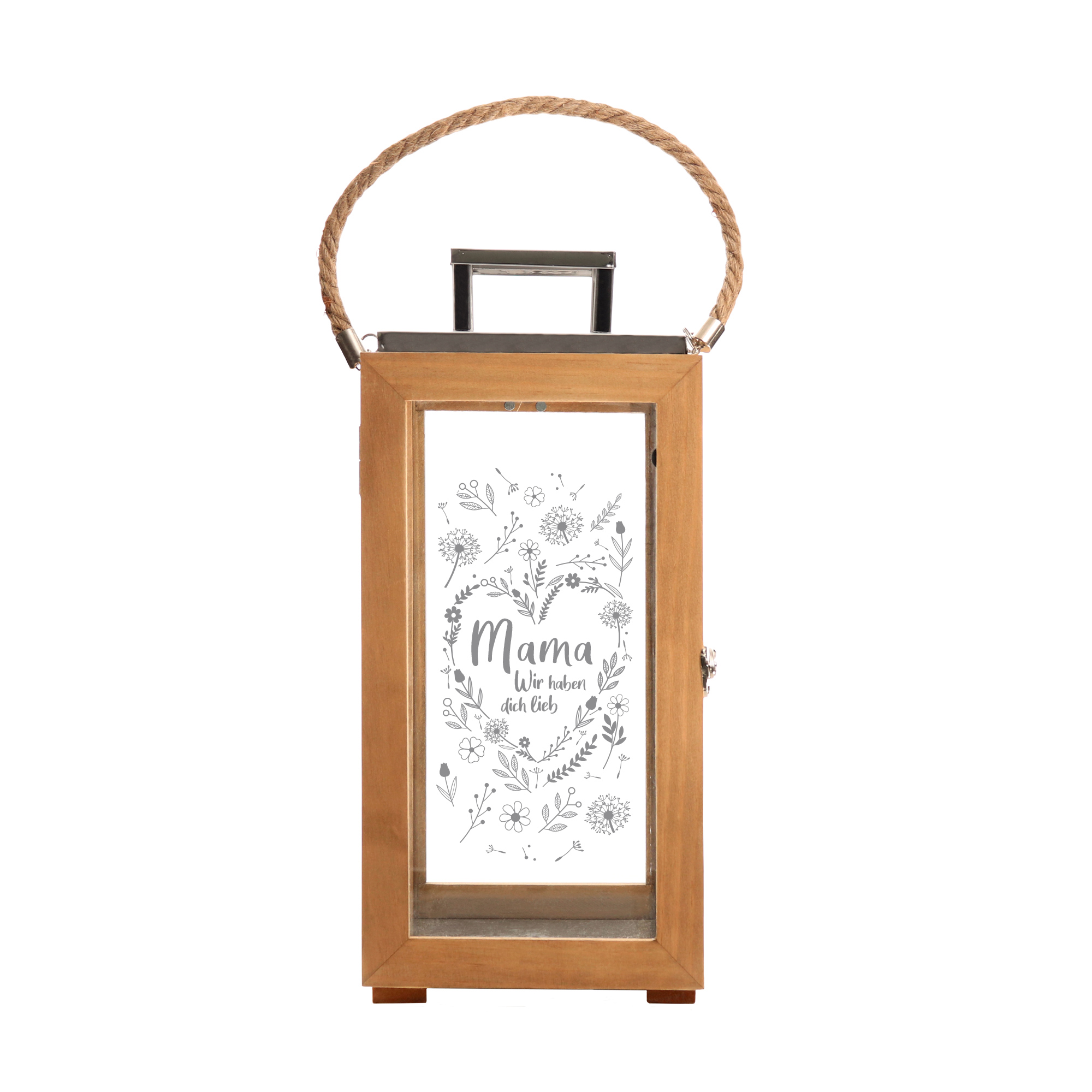 Laterne - Holz - Blumenherz Mama - Standard