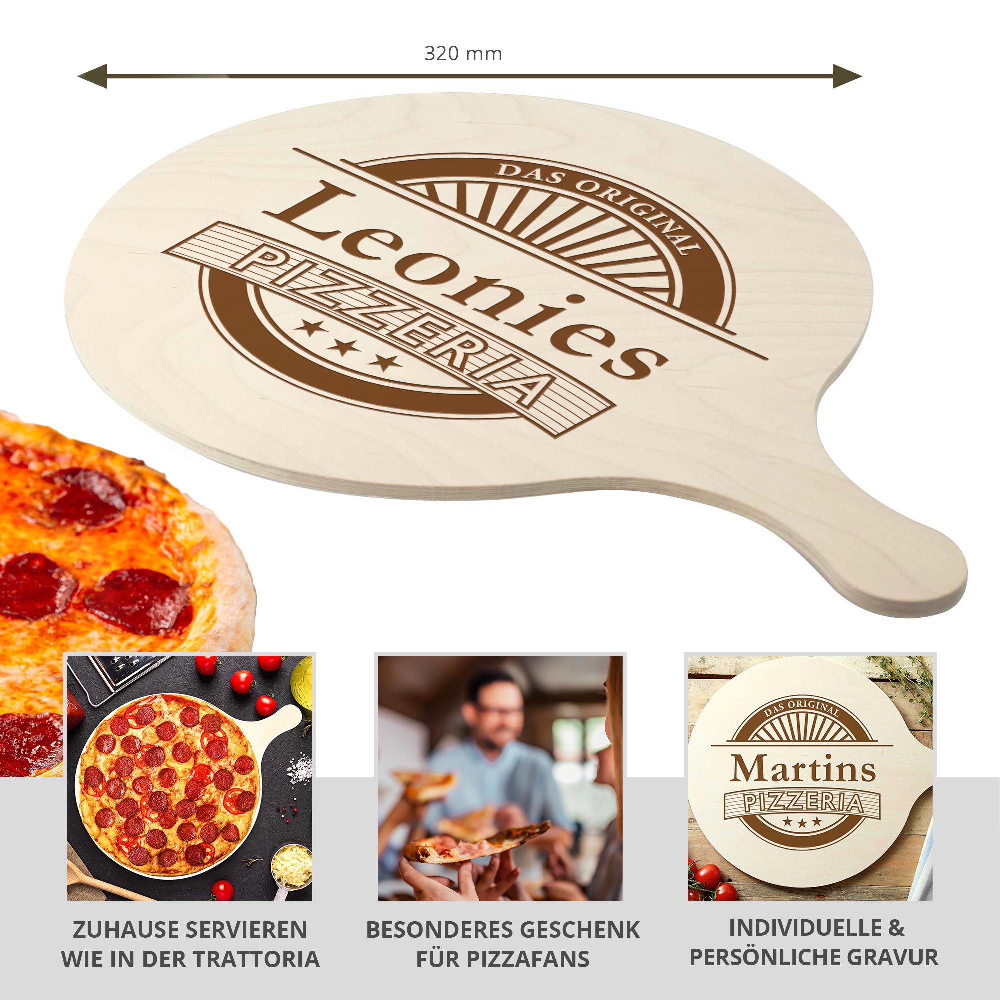 Pizzabrett - Das Original - Name's Pizzeria - Personalisiert