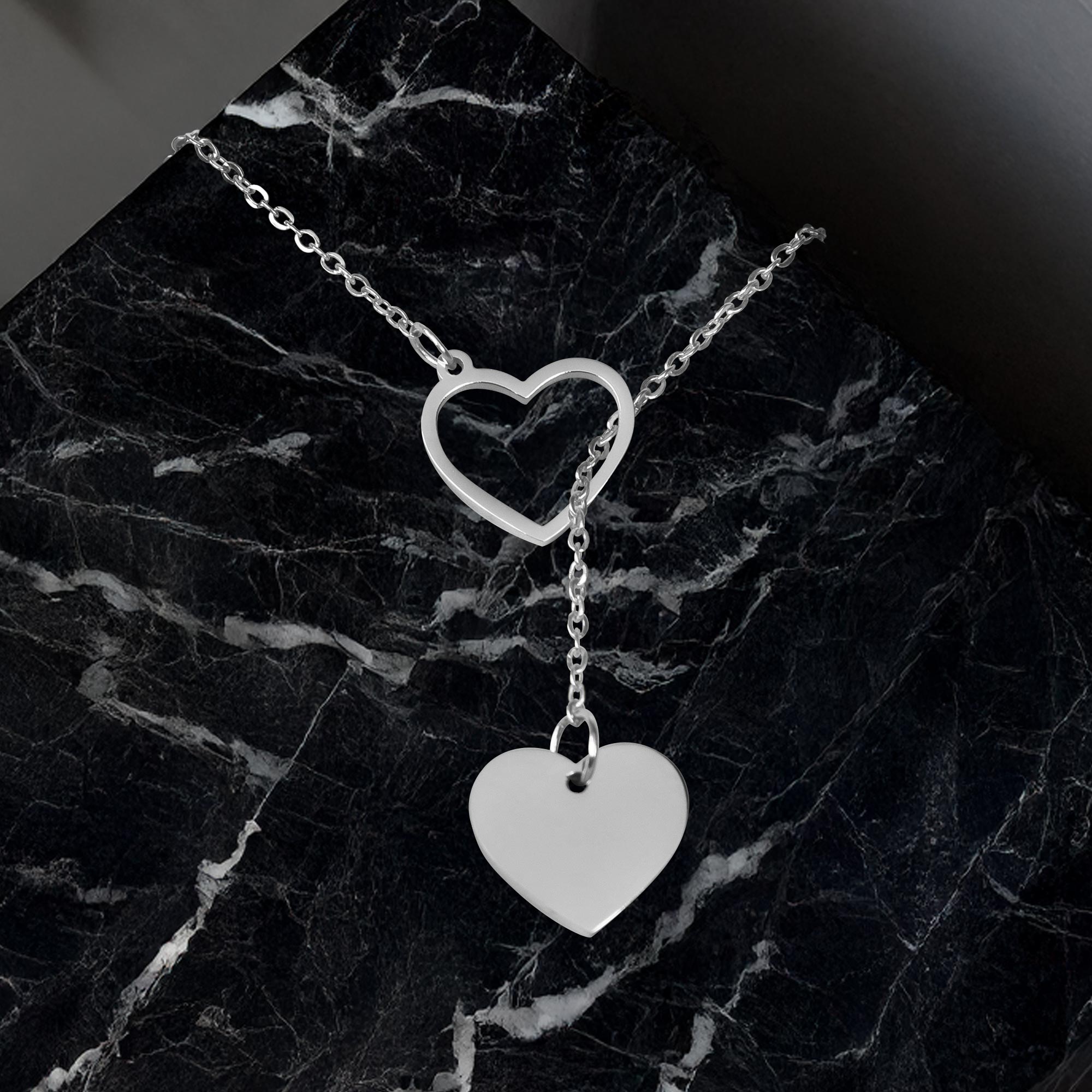 Y Kette mit zwei Herzen - Silber