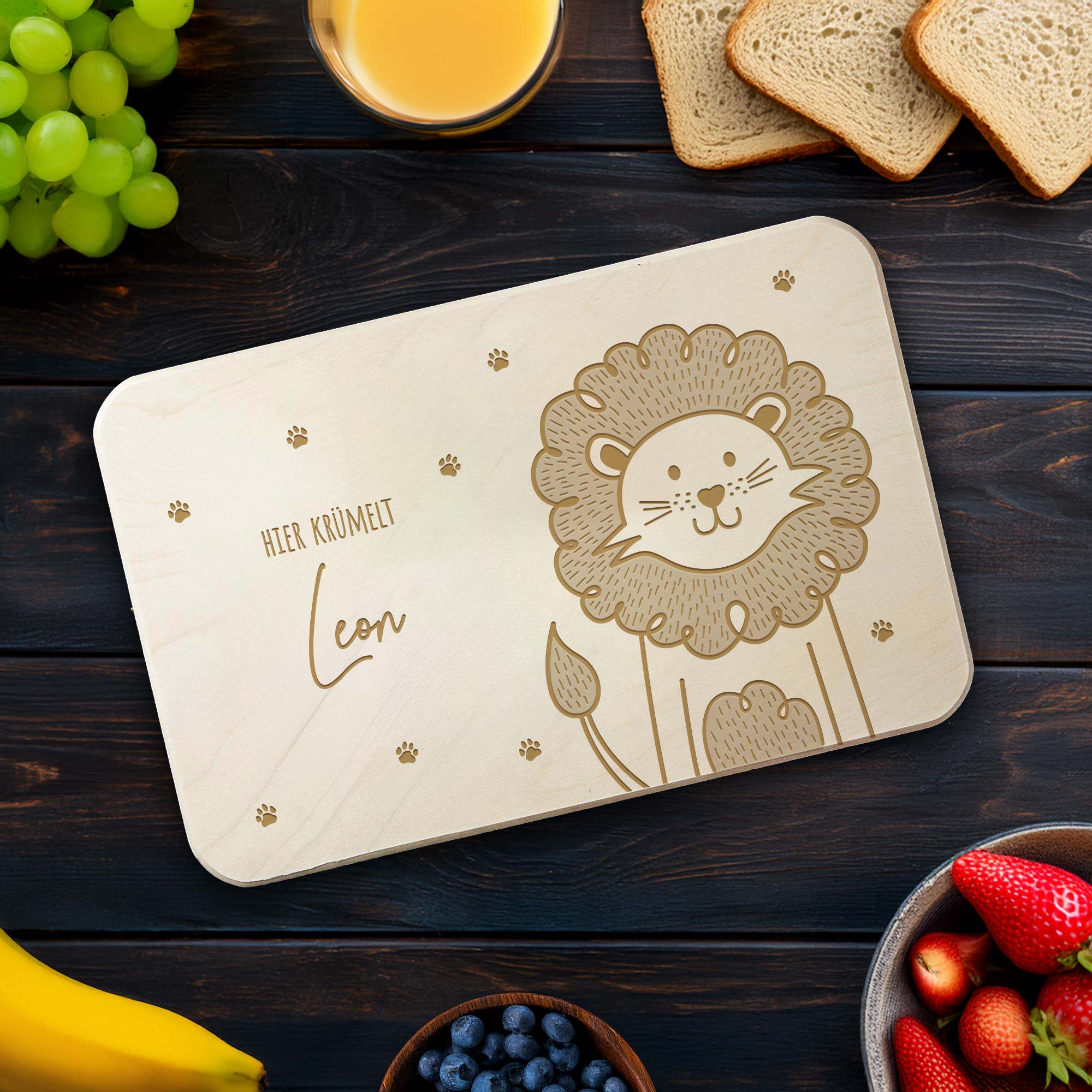 Frühstücksbrettchen mit Gravur - Löwe Frühstücksbrettchen mit Gravur - Löwe