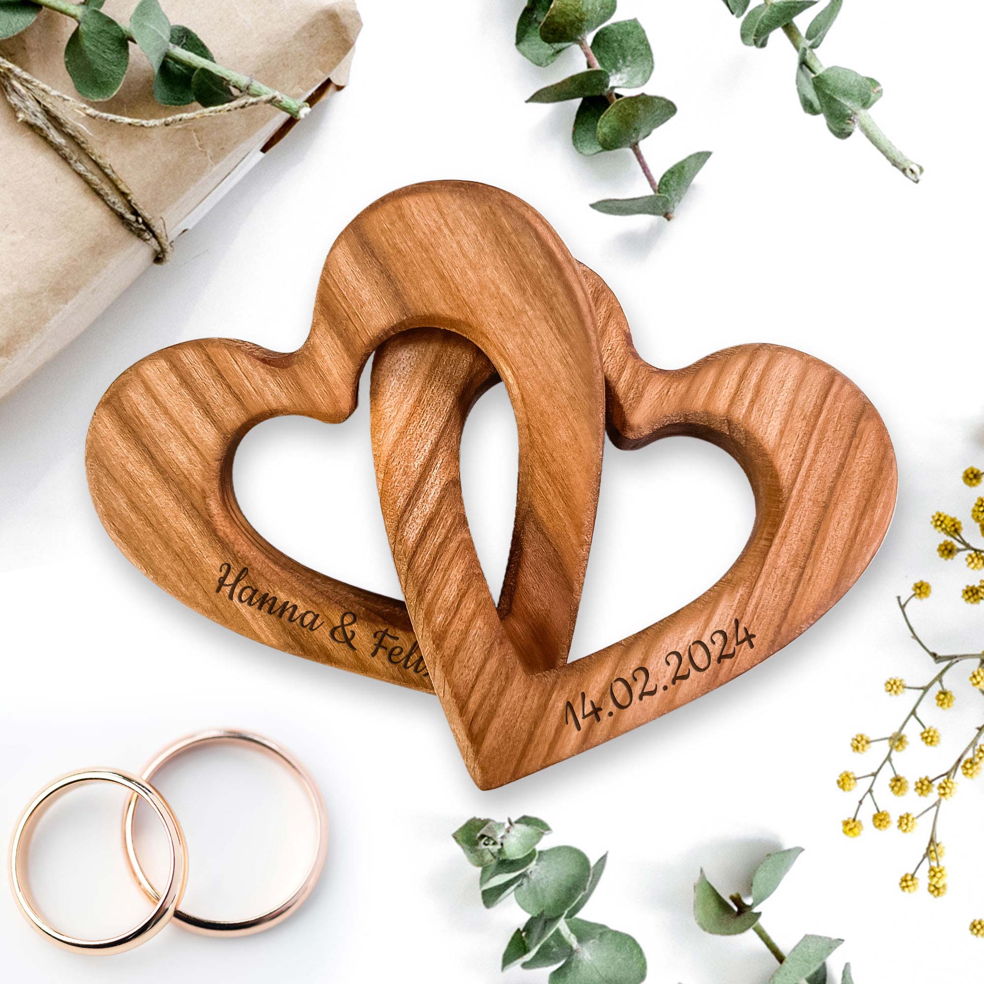 Verschlungene Holz Herzen - Personalisiert Verschlungene Holz Herzen - Personalisiert