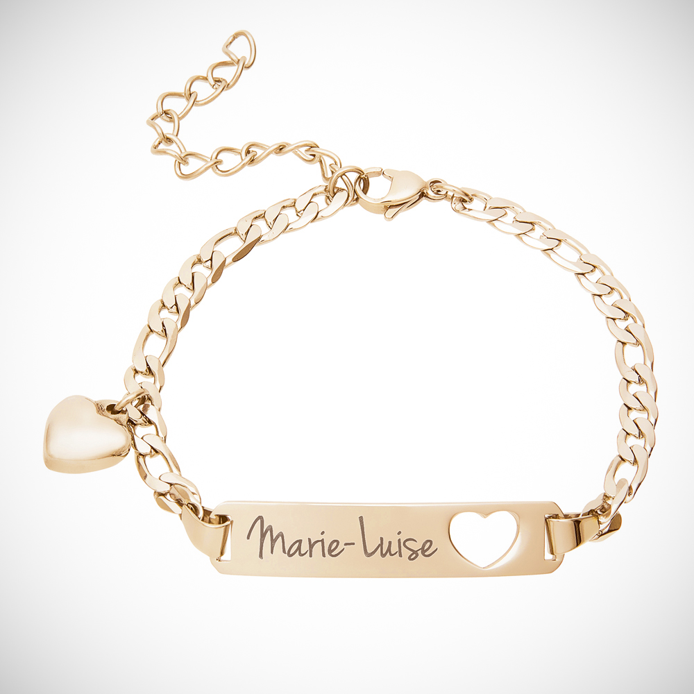 Armband mit Gravur - Name Herz - Gold - Personalisiert