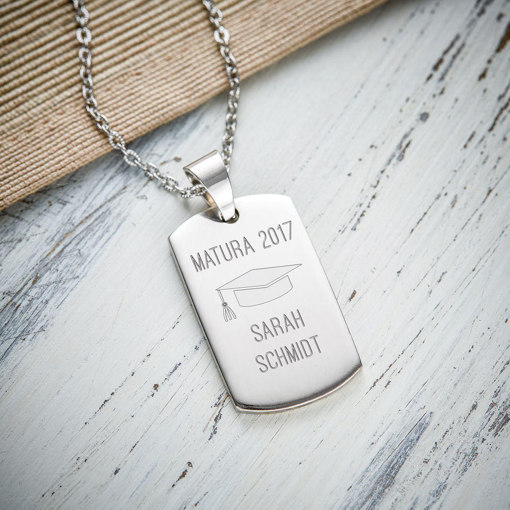 Dog Tag Kette mit Gravur Matura - Personalisiert