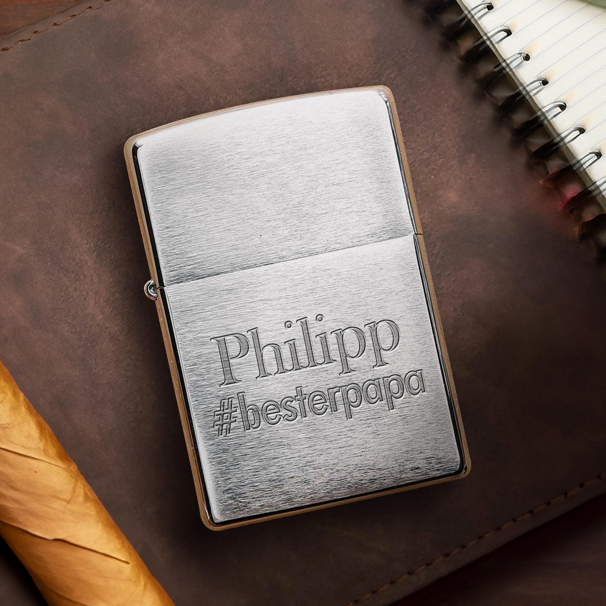 Personalisiertes Zippo Sturmfeuerzeug mit Gravur - Hashtag Bester Papa
