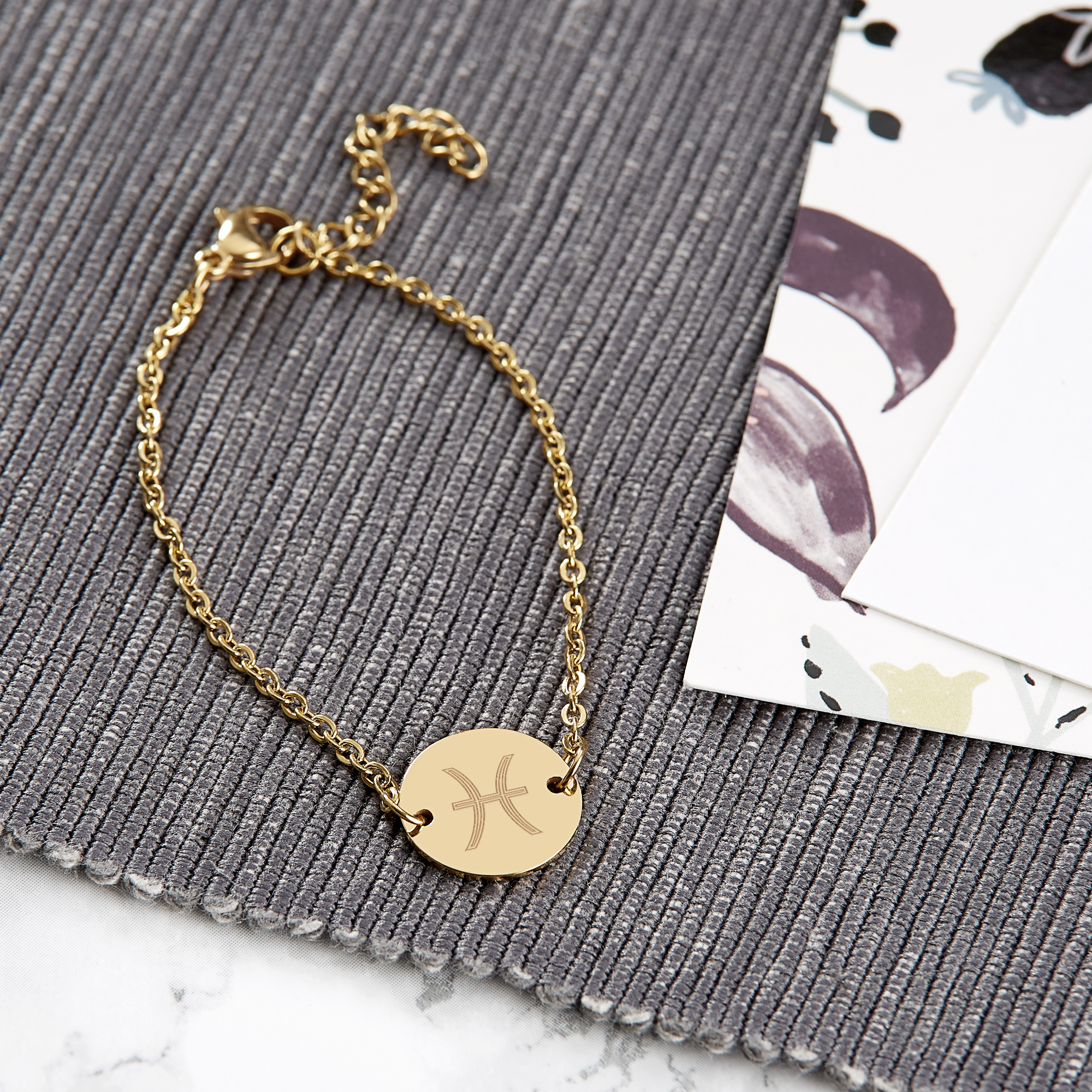Armkettchen mit Gravur - Sternzeichen - Gold - Kurz - Personalisiert