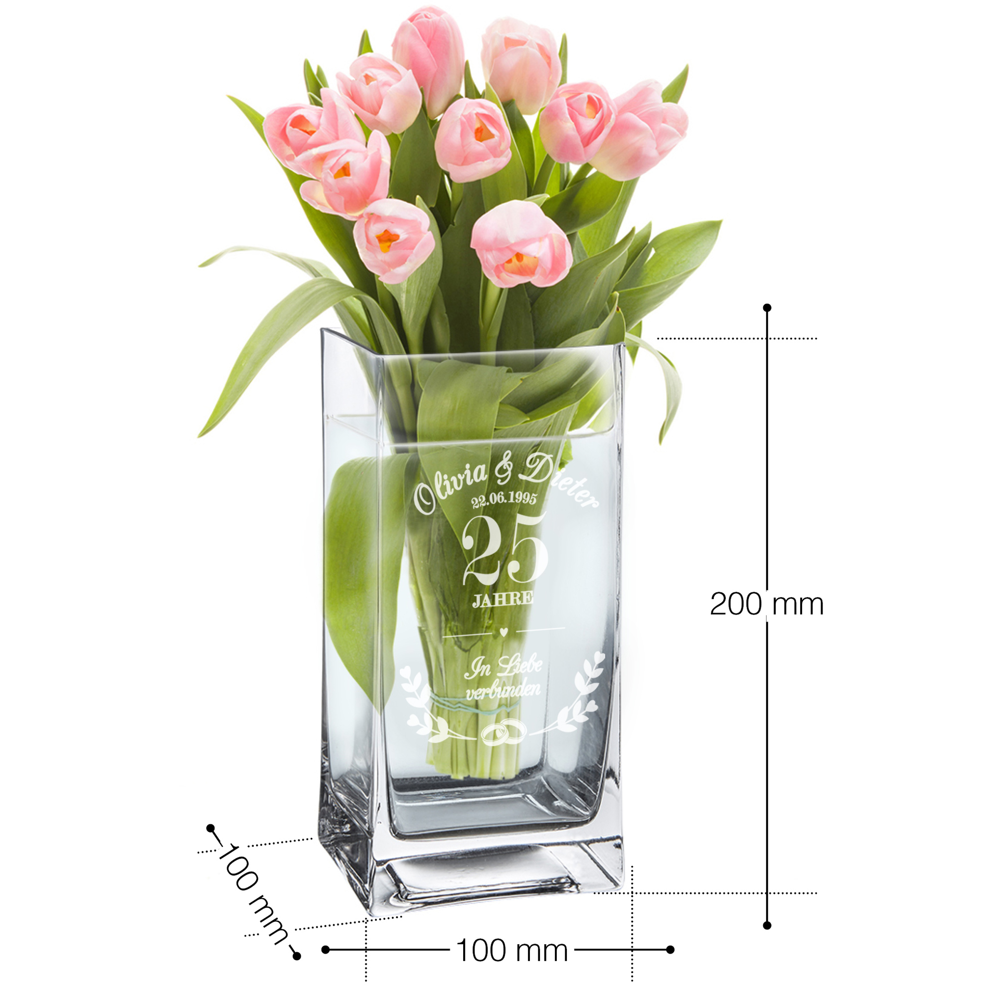 Vase mit Gravur Silberhochzeit personalisiert