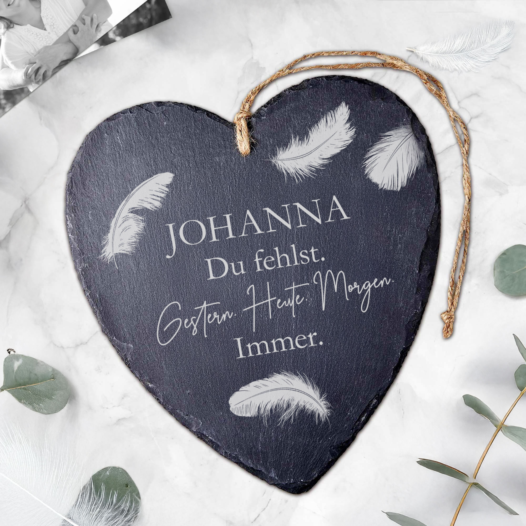 Personalisiertes Schieferherz - Du fehlst