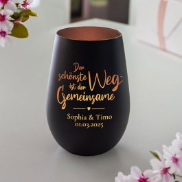 Windlicht mit Gravur Gemeinsamer Weg - Schwarz Bronze