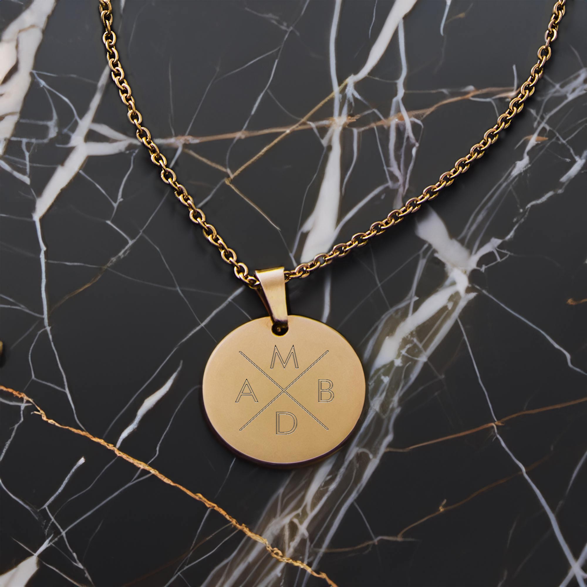 Kette Kreis M - Gold - 4 Initialen - Personalisiert