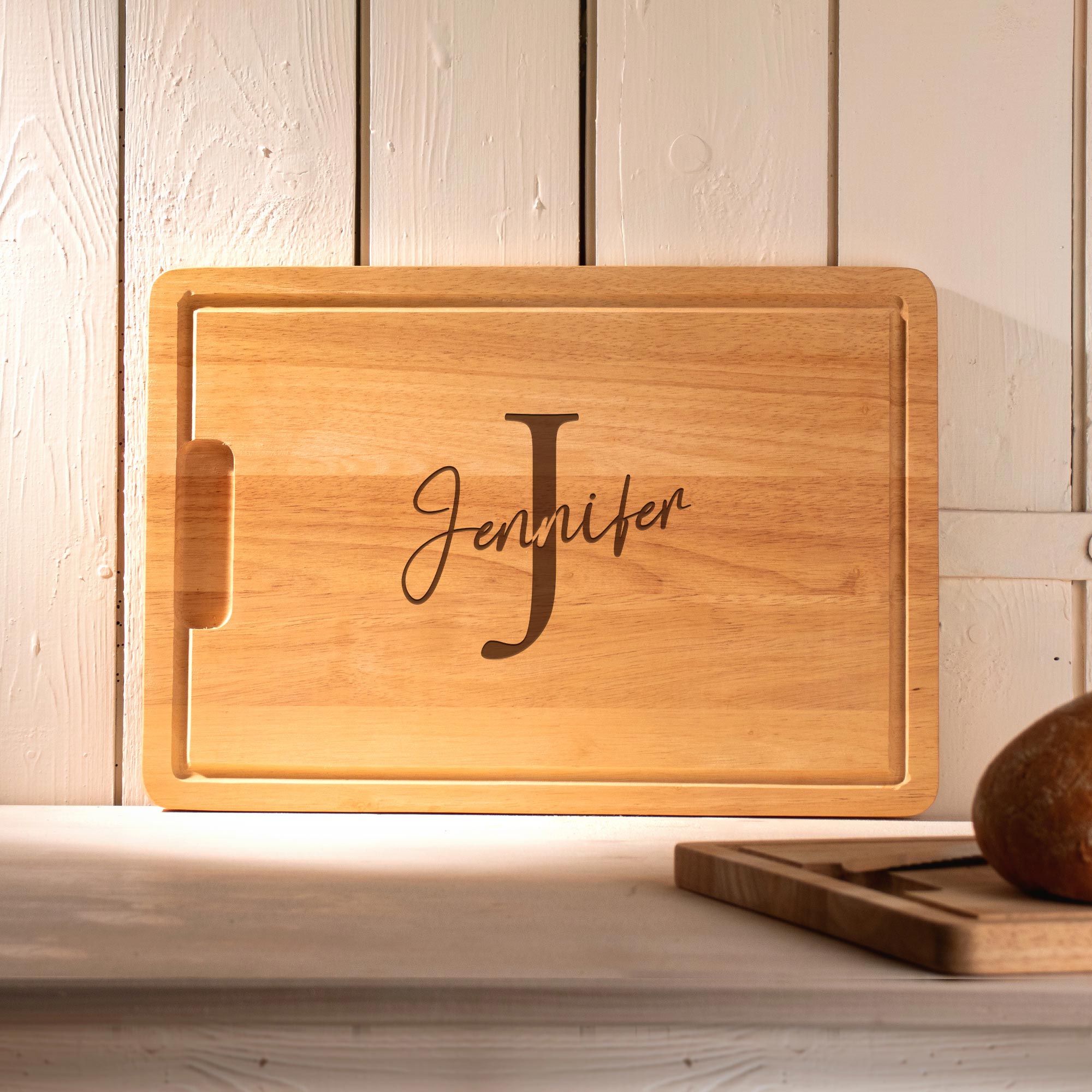 Holz Schneidebrett mit Gravur - Initial Signatur