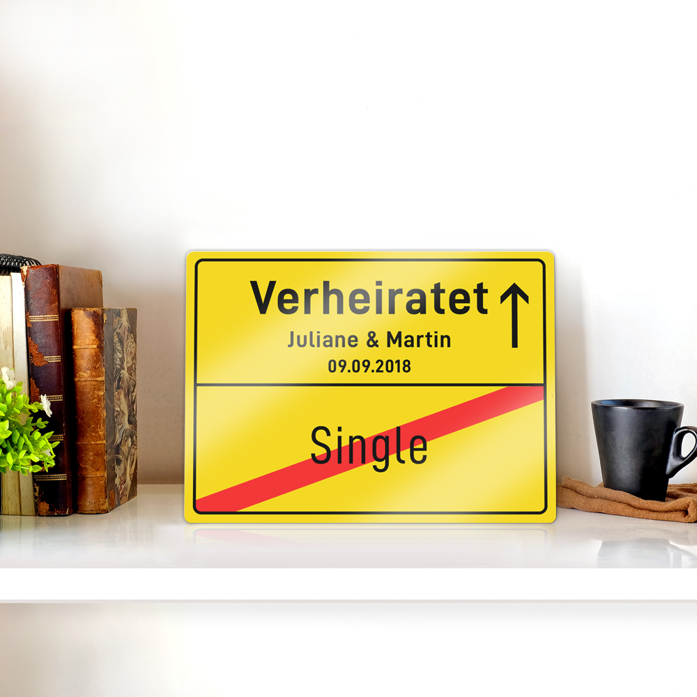 Personalisiertes Ortsschild zur Hochzeit - Verheiratet