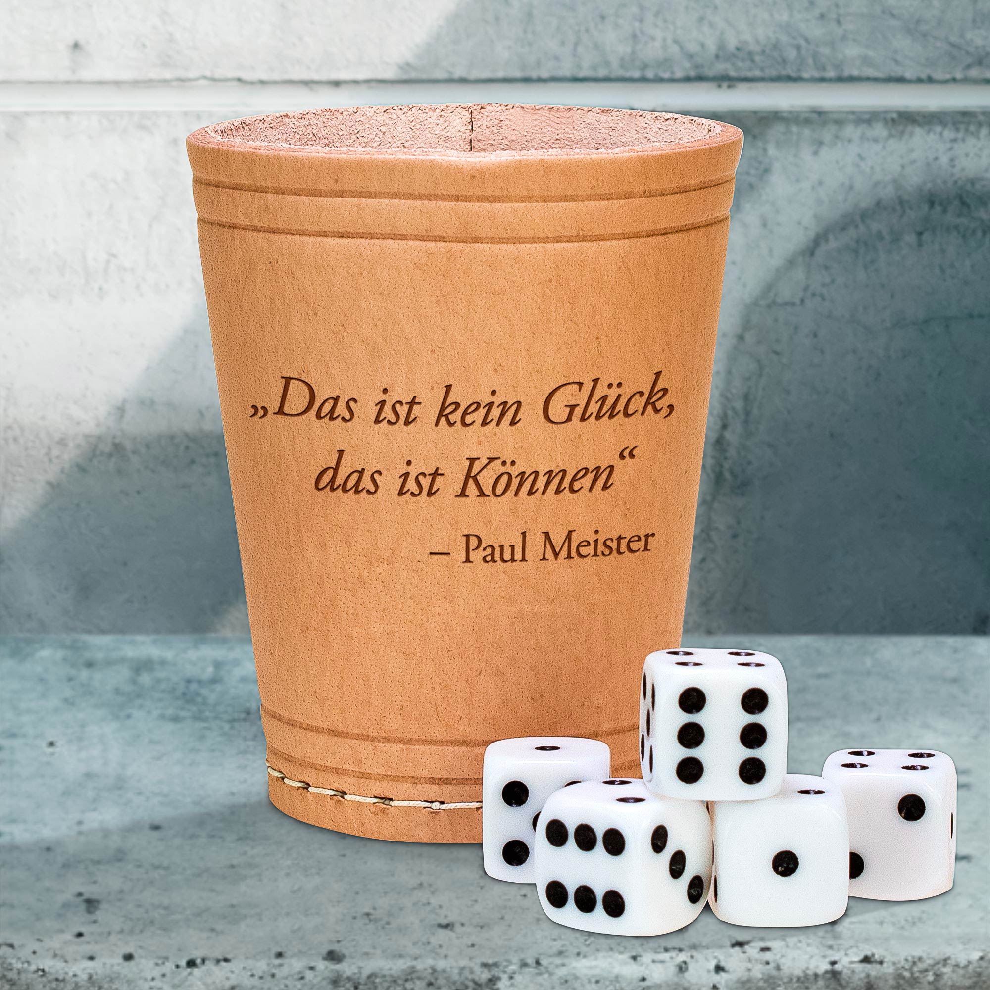 Würfelbecher aus Leder - Das ist kein Glück - Personalisiert