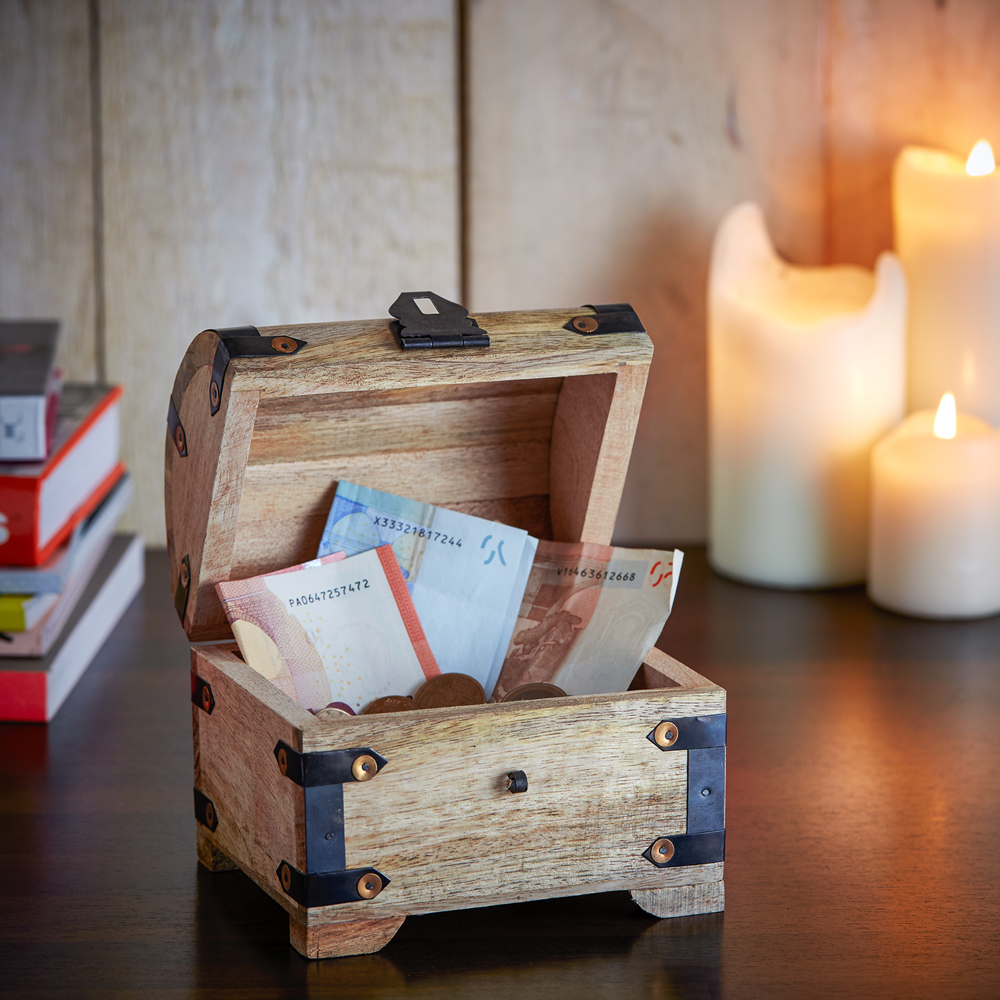 Geld Schatztruhe zur Konfirmation - Hell - Personalisiert