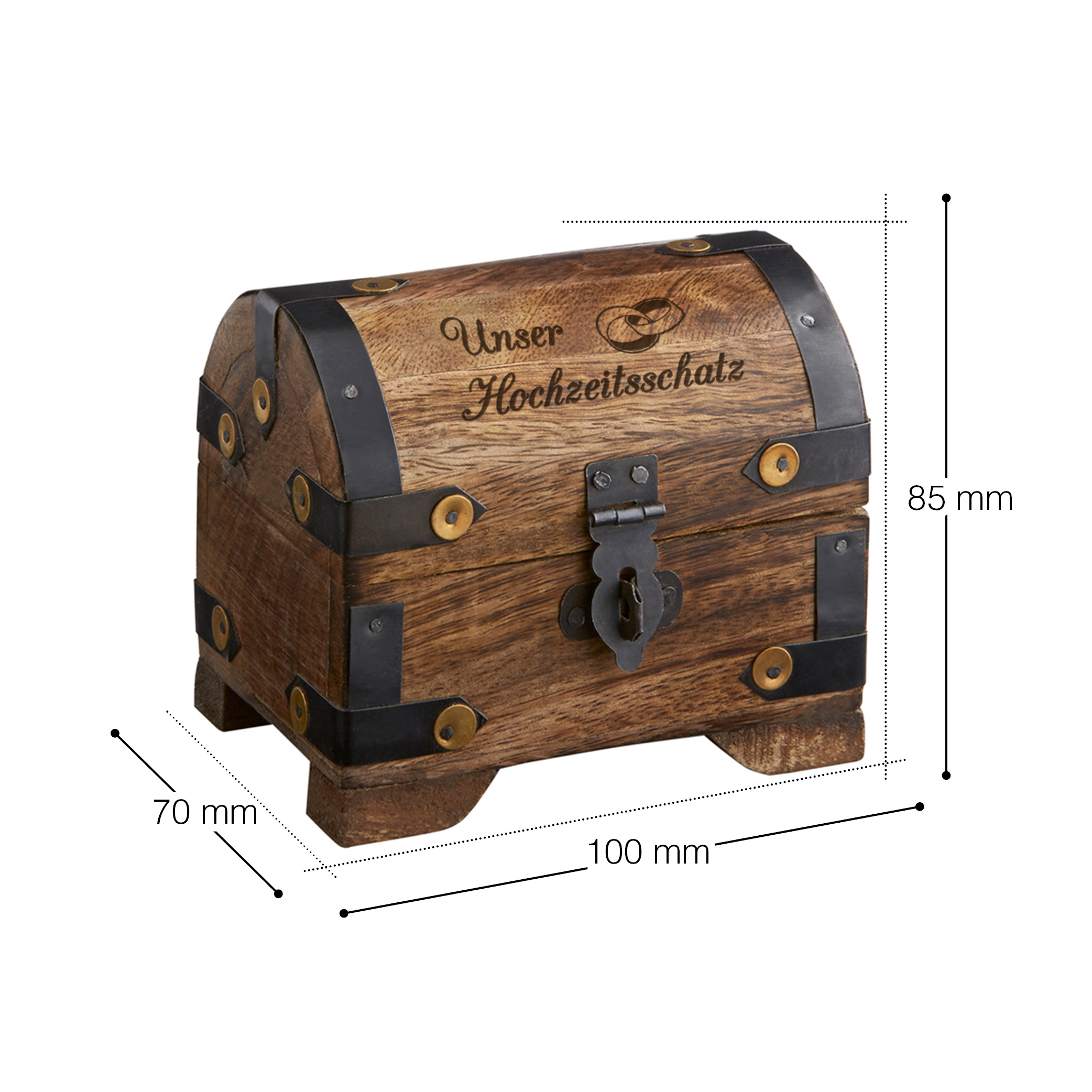 Kleine Geld Schatztruhe mit Gravur Hochzeitsschatz - Dunkel
