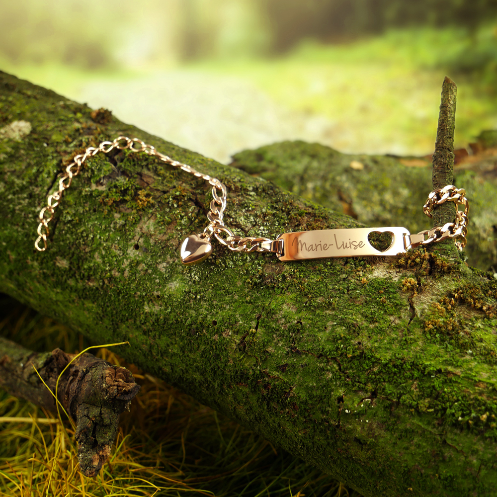 Armband mit Gravur - Name Herz - Roségold - Personalisiert