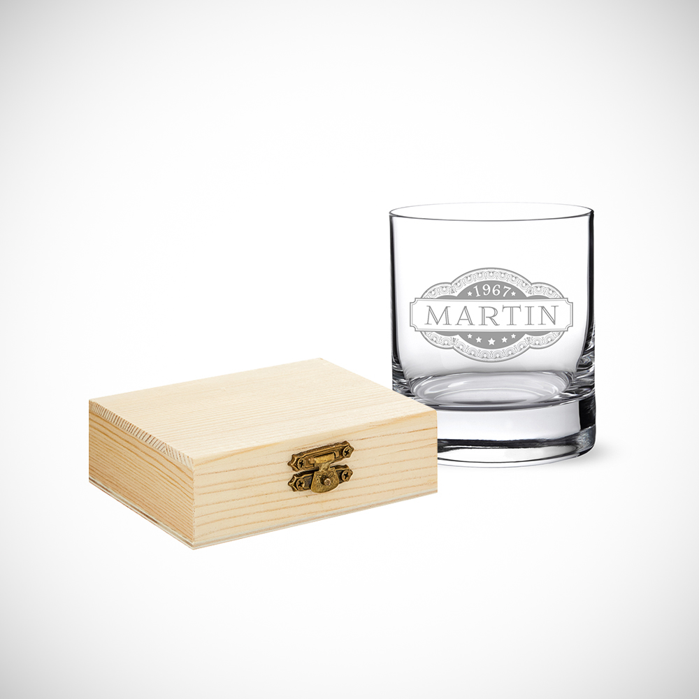Whiskyset - Whiskysteine und Whiskyglas mit Gravur - Banderole