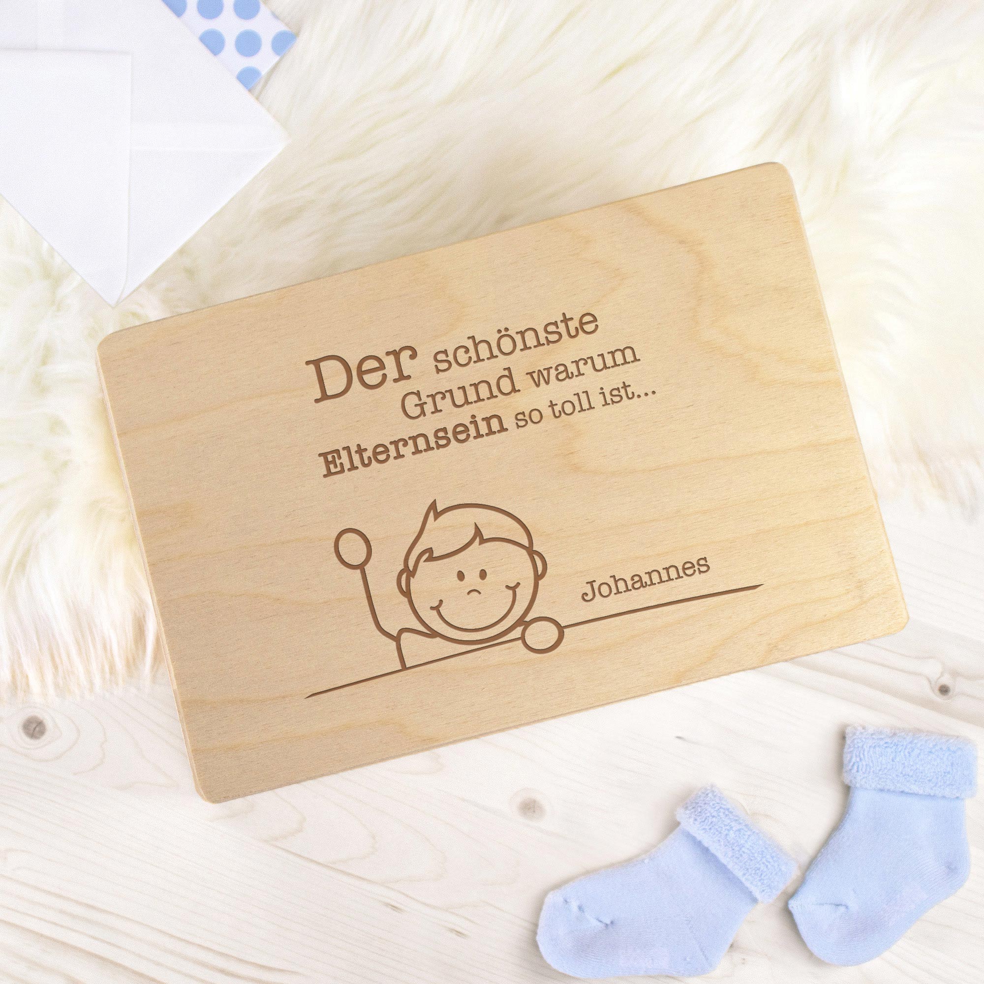 Personalisierte Erinnerungsbox mit Namensgravur - Elternsein